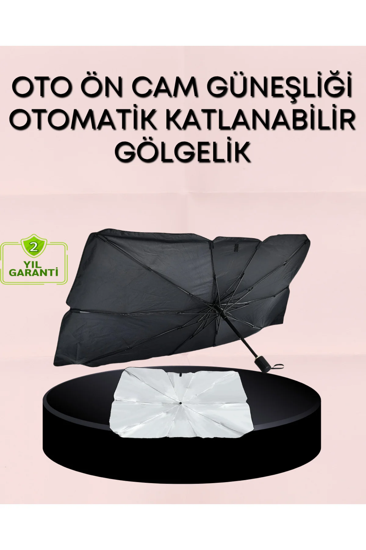 UV Korumalı Şemsiye Tipi Oto Güneşliği - Geniş Araç Uyumu