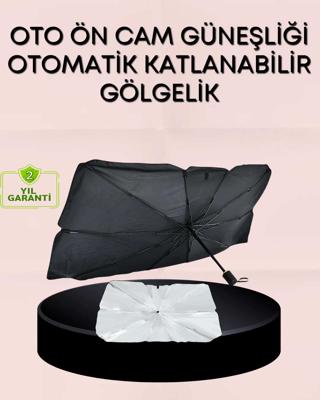 UV Korumalı Şemsiye Tipi Oto Güneşliği - Geniş Araç Uyumu UV Korumalı Şemsiye Tipi Oto Güneşliği - Geniş Araç Uyumu