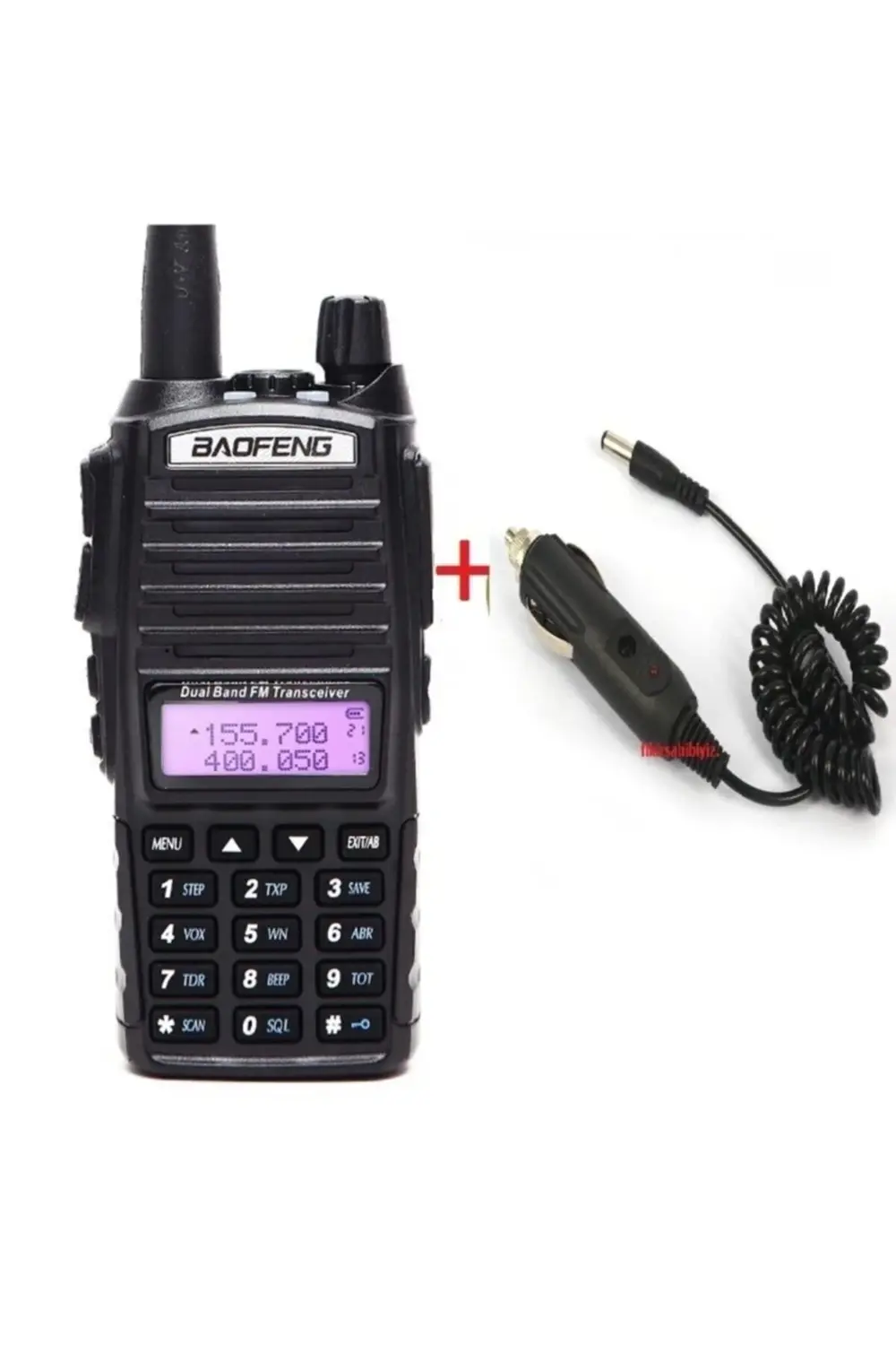 Uv82 El Telsizi Siyah + Araç Şarj Kablosu