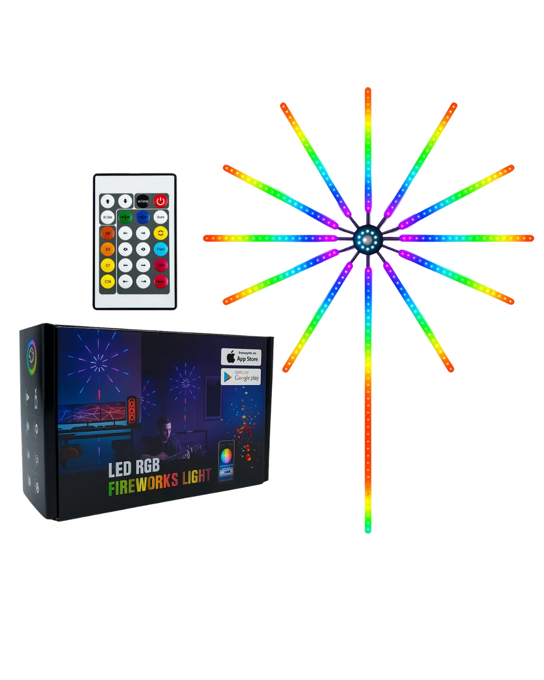 Uygulama Destekli RGB LED Havai Fişek Duvar Aydınlatması Yeni Nesil
