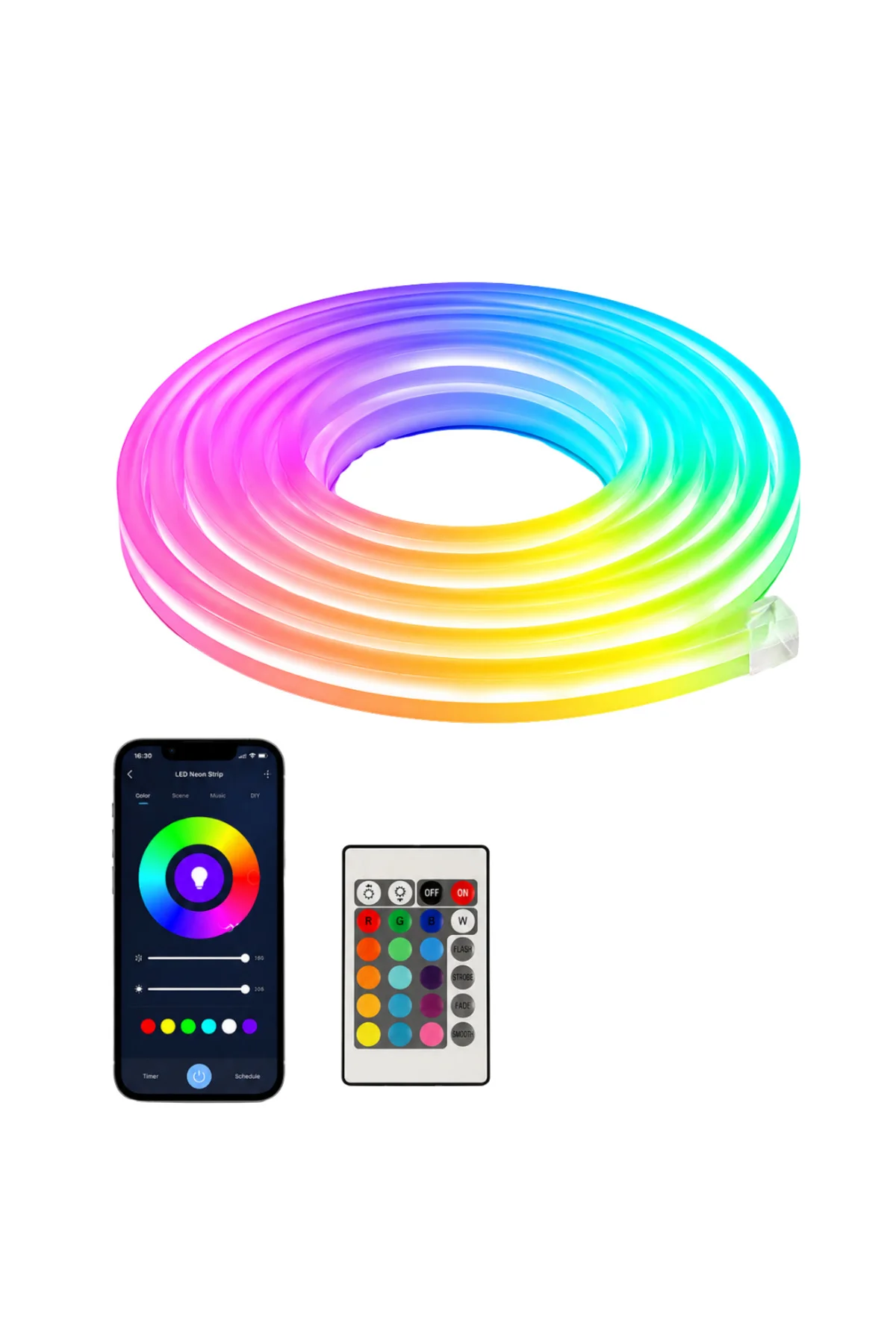 Uygulama Kontrollü RGB Neon Led Şerit Işık 16 Milyon Renk Destekli