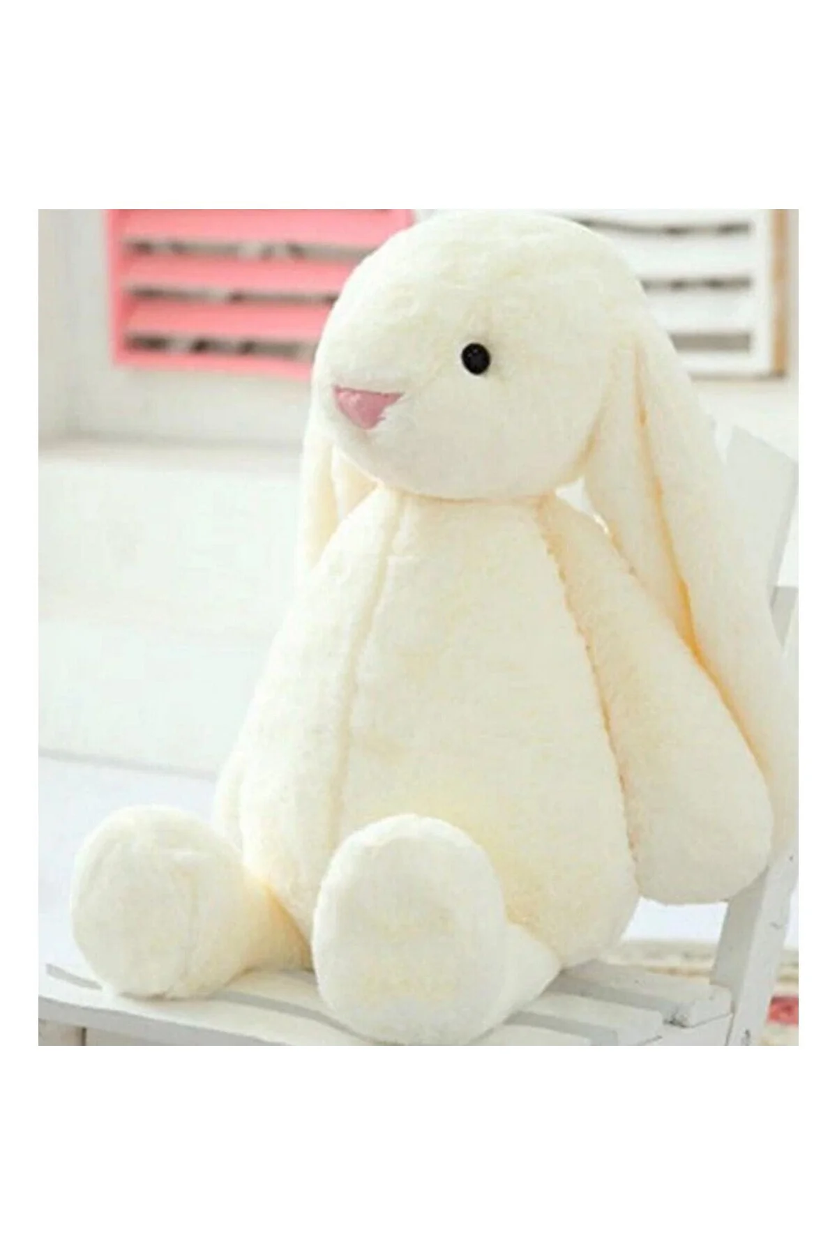 Uyku Arkadaşım Uzun Kulak Bunny Peluş Tavşan 65 cm Beyaz