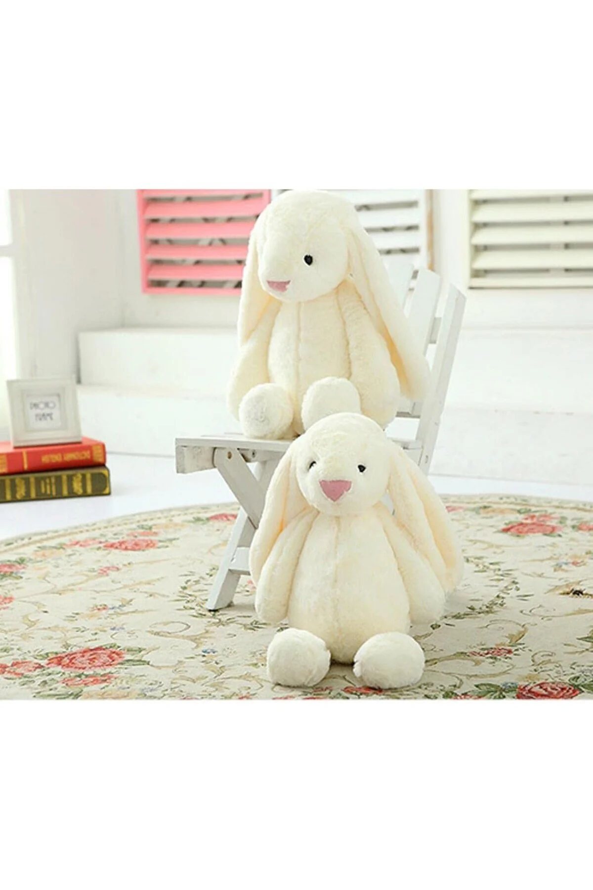 Uyku Arkadaşım Uzun Kulak Bunny Peluş Tavşan 65 cm Beyaz