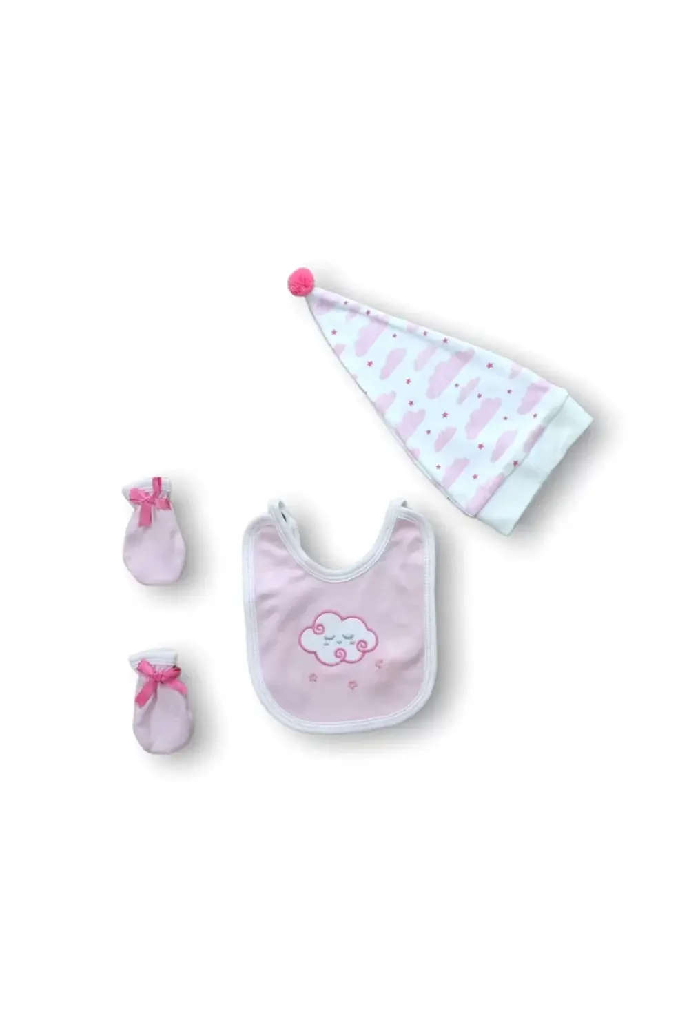 Uykucu Bulut Nakışlı %100 Cotton Antibakteriyel 5li Zıbın Takımı