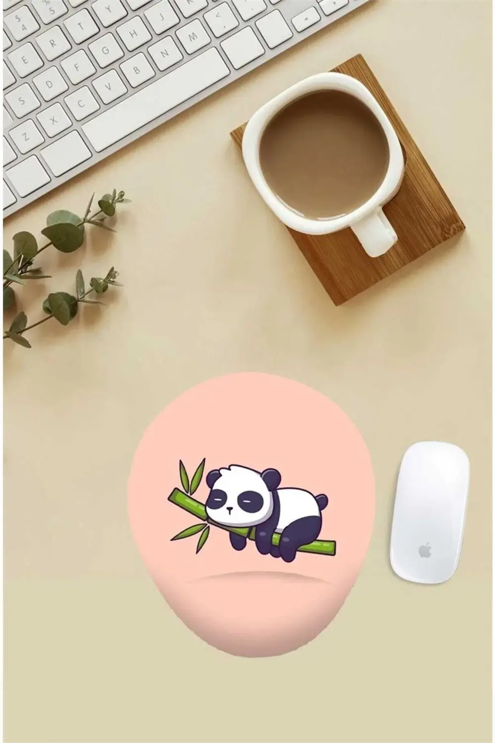 Uyuyan Panda Desenli Bilek Destekli Mouse Pad