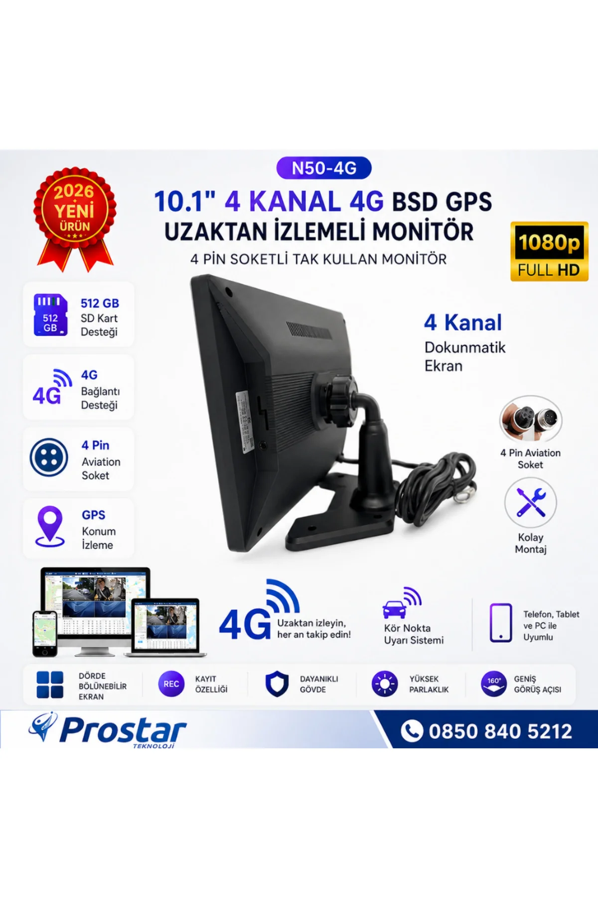 Uzaktan izlemeli 10.1 inç Dokunmatik 4 Kanal 4G GPS BSD Kör Nokta Uyarı Sistemli Monitör Uzaktan izlemeli 10.1 inç Dokunmatik 4 Kanal 4G GPS BSD Kör Nokta Uyarı Sistemli Monitör