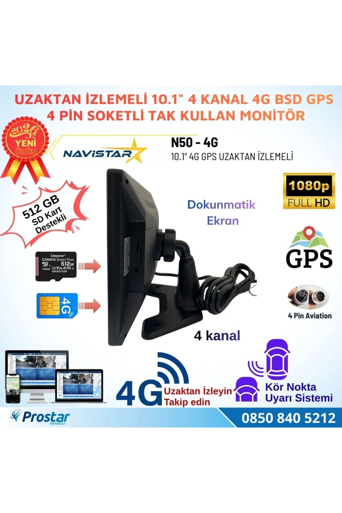 Uzaktan izlemeli 10.1 inç Dokunmatik 4 Kanal 4G GPS BSD Kör Nokta Uyarı Sistemli Monitör Uzaktan izlemeli 10.1 inç Dokunmatik 4 Kanal 4G GPS BSD Kör Nokta Uyarı Sistemli Monitör