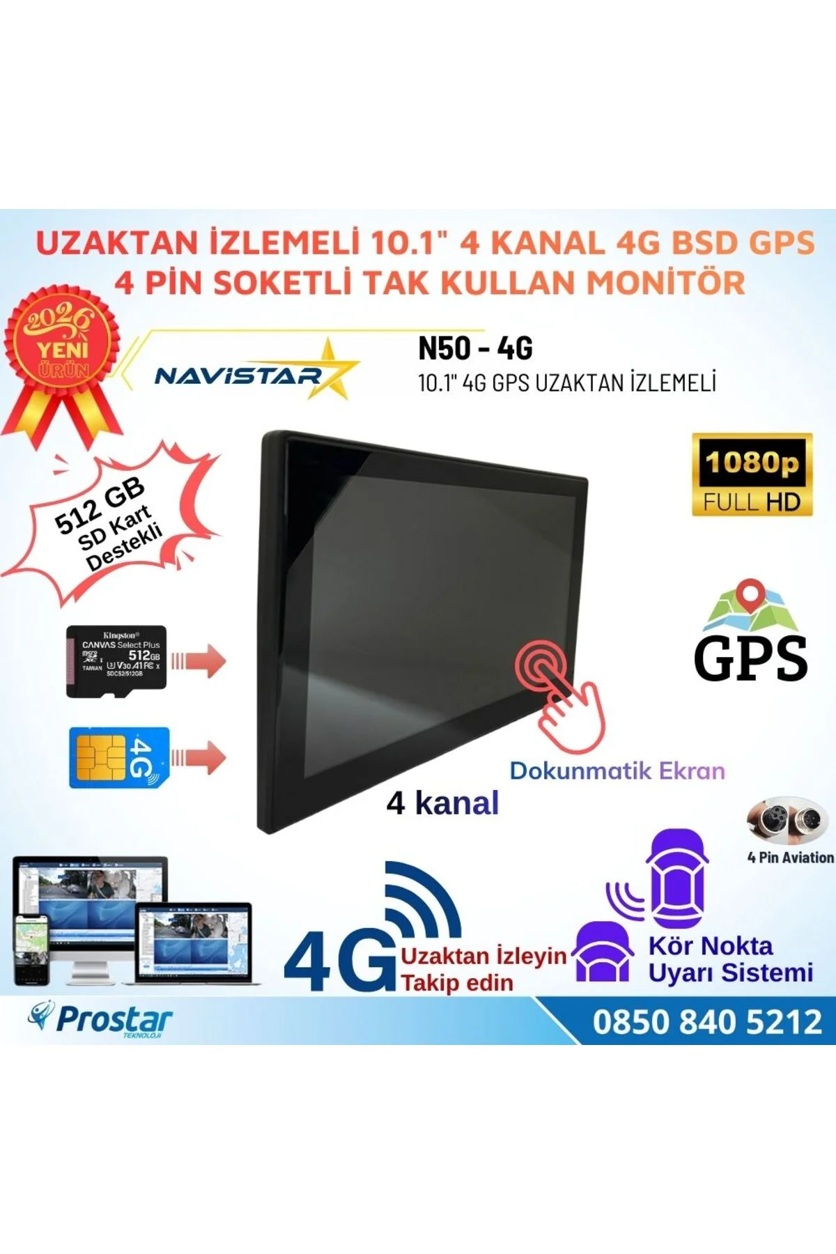 Uzaktan izlemeli 10.1 inç Dokunmatik 4 Kanal 4G GPS BSD Kör Nokta Uyarı Sistemli Monitör Uzaktan izlemeli 10.1 inç Dokunmatik 4 Kanal 4G GPS BSD Kör Nokta Uyarı Sistemli Monitör