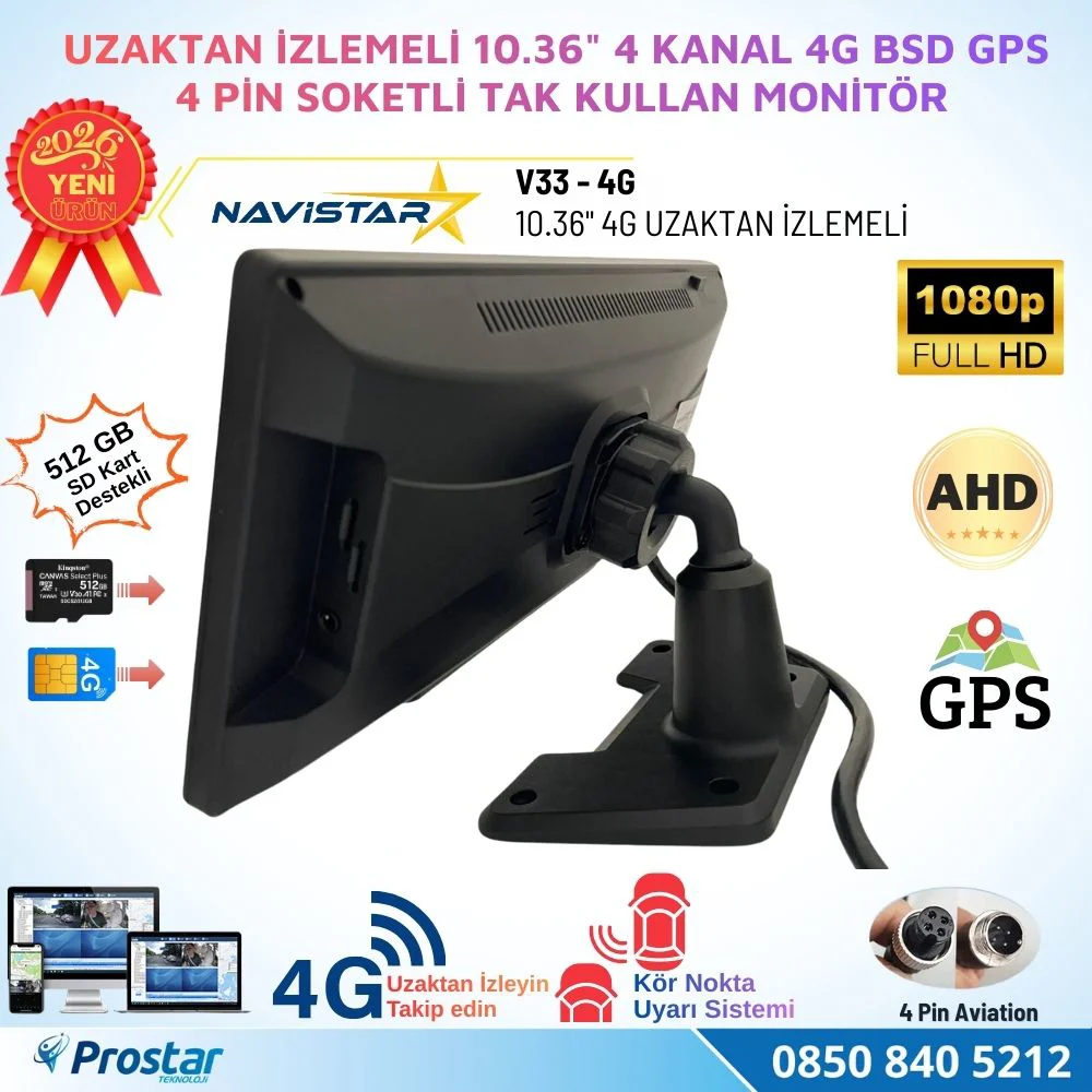 Uzaktan izlemeli 10.36 inç Dokunmatik 4 Kanal 4G GPS BSD Kör Nokt