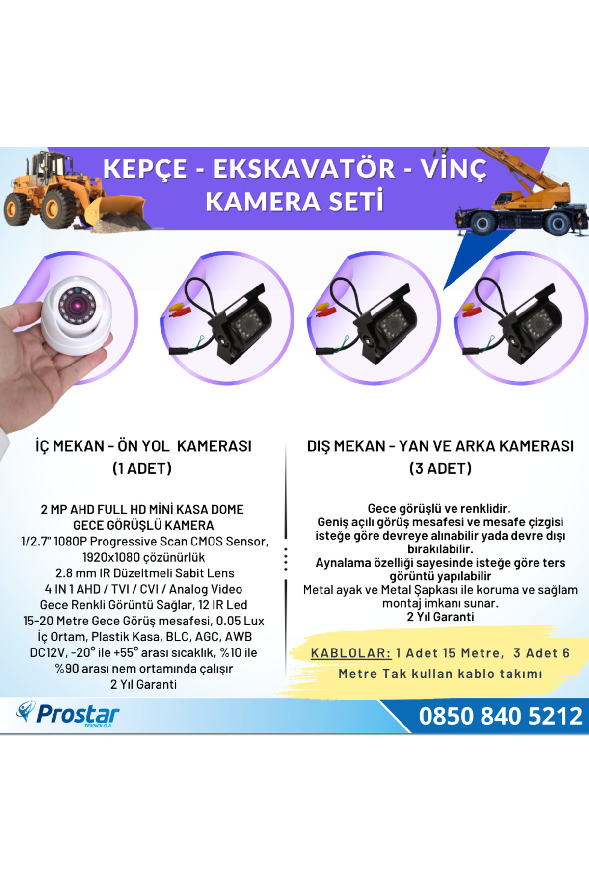 Navistar Uzaktan İzlemeli 4 Kameralı Ekskavatör Dozer Greyder Vinç Kepçe 1