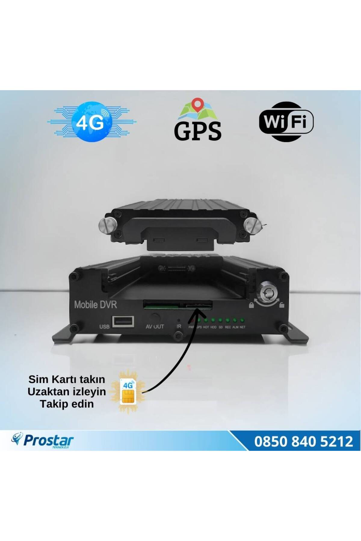 Navistar Uzaktan İzlemeli 4 Kanal 1080P Gps 4G Wifi  B6204 Profesyonel Hdd