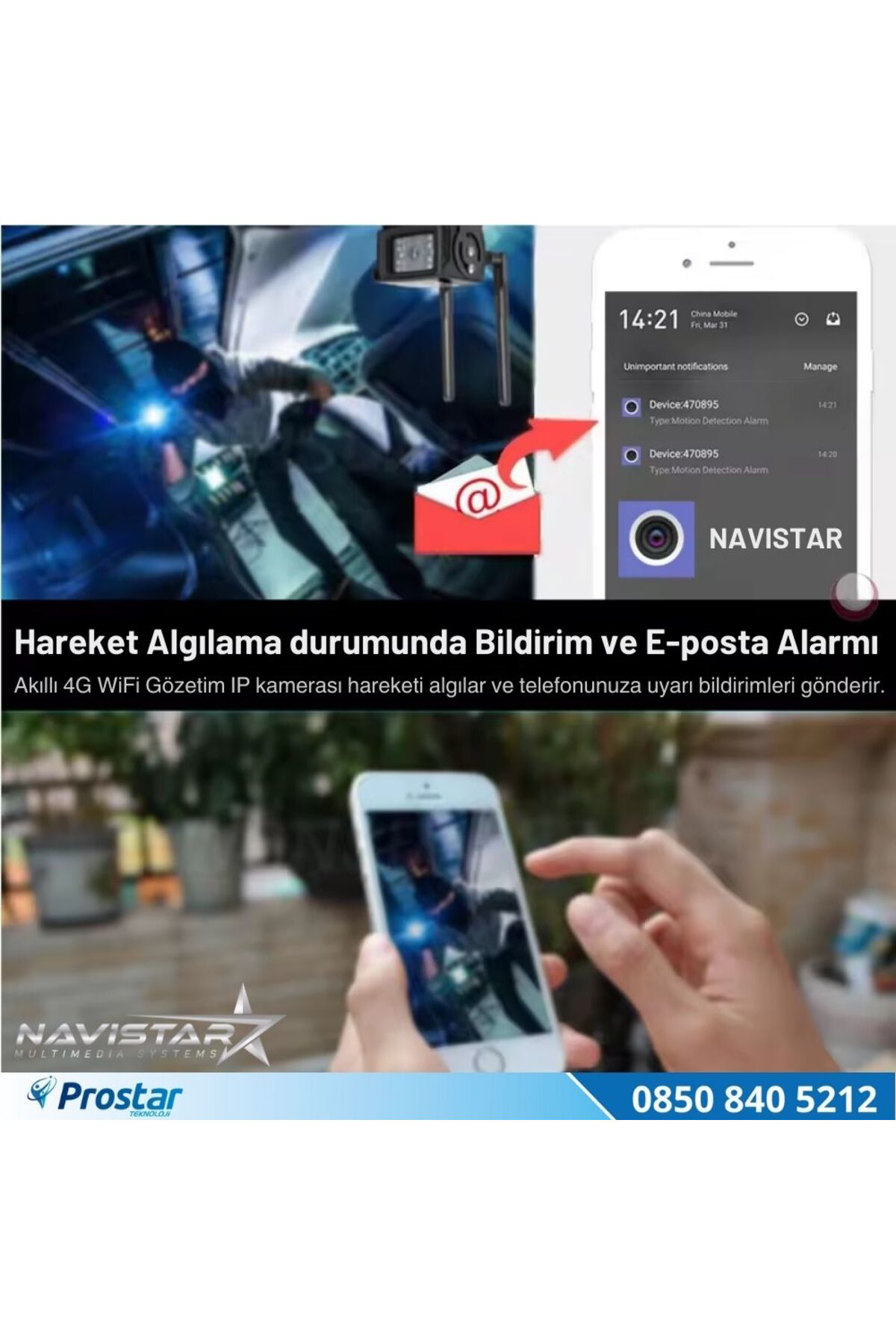 Navistar Uzaktan İzlemeli 4 Mp Ultra Hd 4G Sim Kart Girişli Tak Kullan Pro