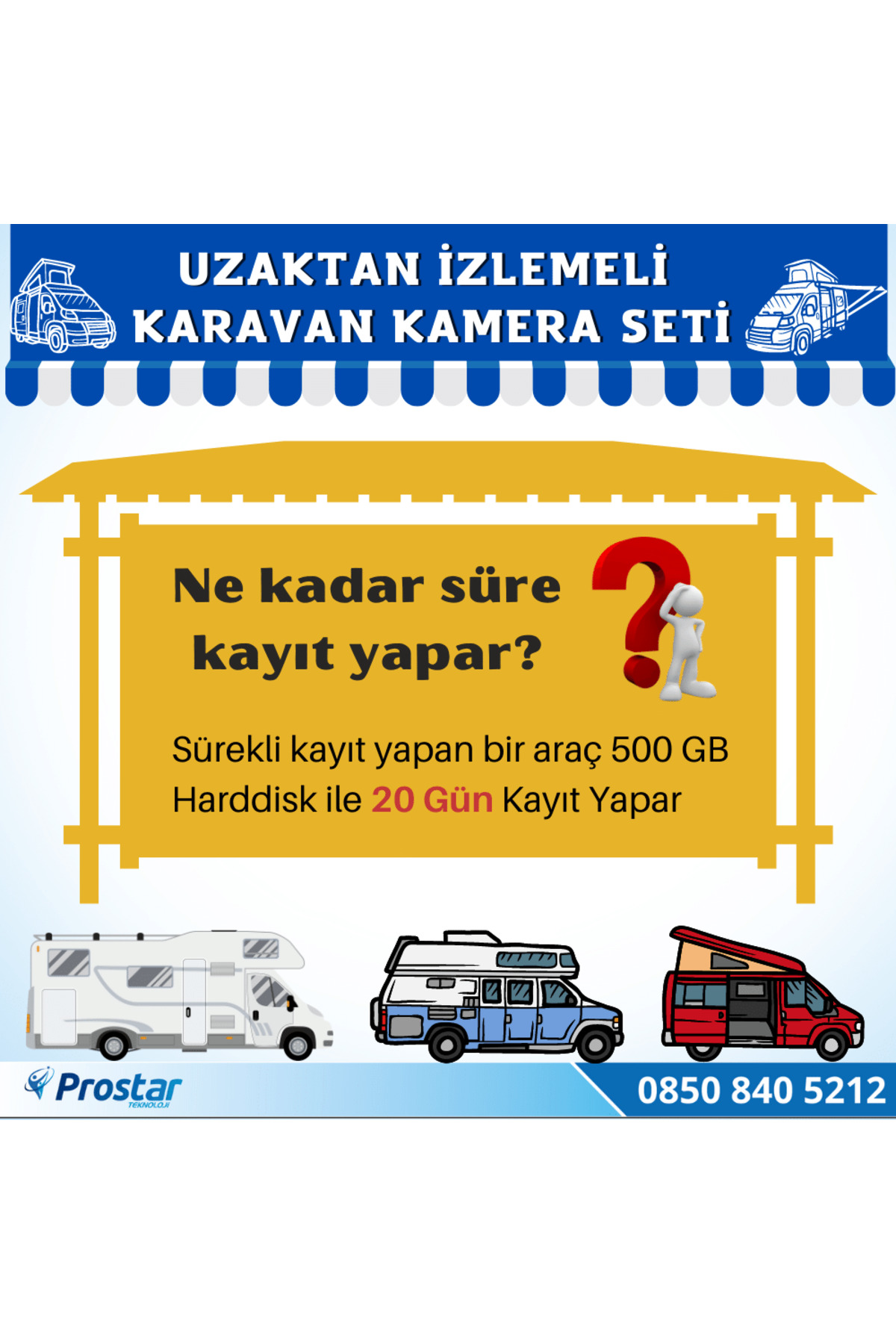 Navistar Uzaktan İzlemeli Karavan Kamera Seti 4 Kameralı 500 Gb Harddisk D