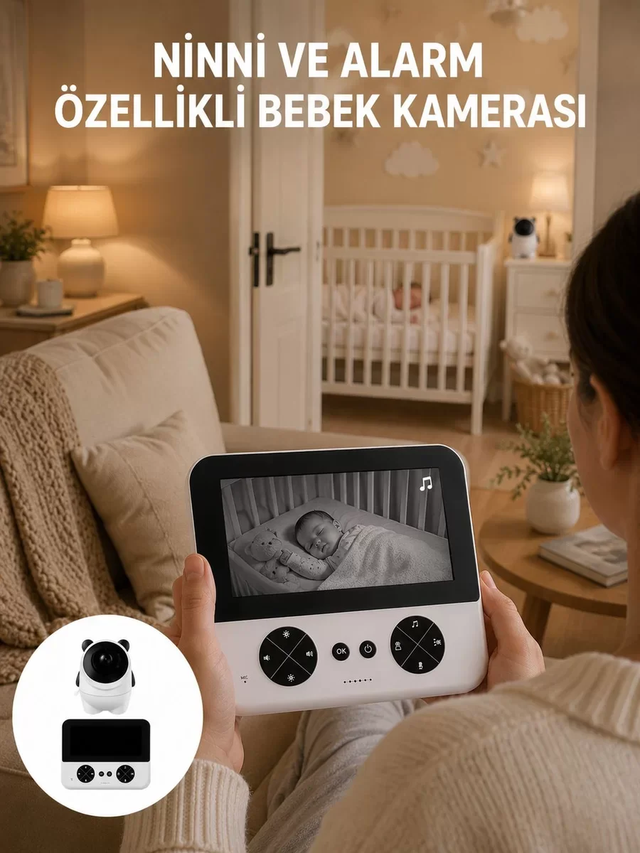 Uzaktan Kontrollü HD Bebek Monitörü Sıcaklık Sensörlü Kablosuz İzleme Sistemi
