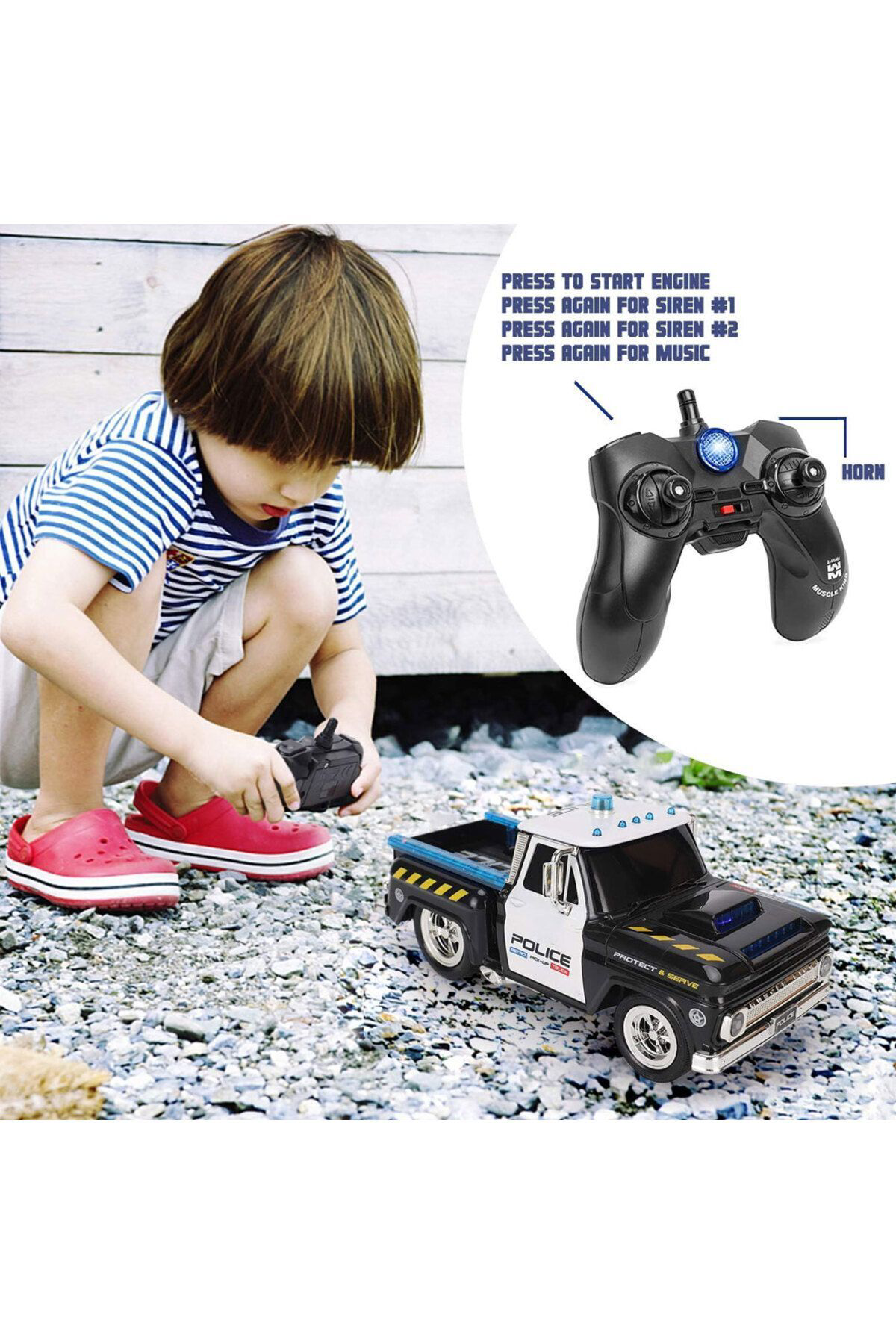Oyuncak Store Uzaktan Kumandalı 2.4G Radyo Kontrollü Kumandalı Polis Pikap Kamy