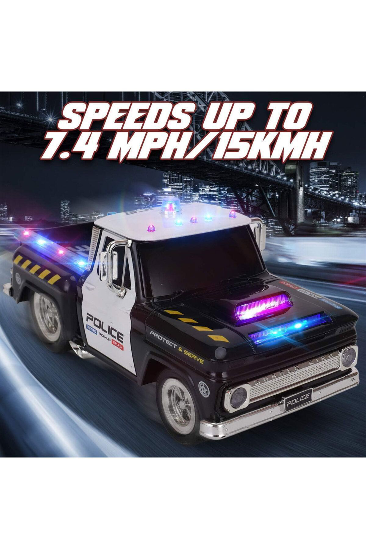 Oyuncak Store Uzaktan Kumandalı 2.4G Radyo Kontrollü Kumandalı Polis Pikap Kamy