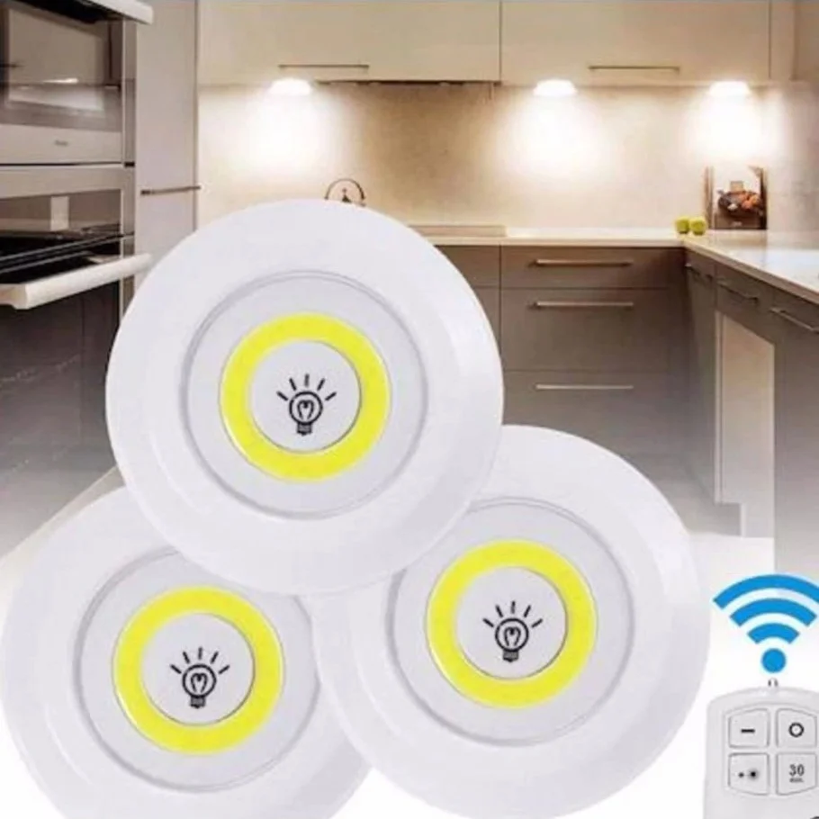 Uzaktan Kumandalı 3 Lü Spot Led Lamba Kablosuz Pilli Işıldak Diğer