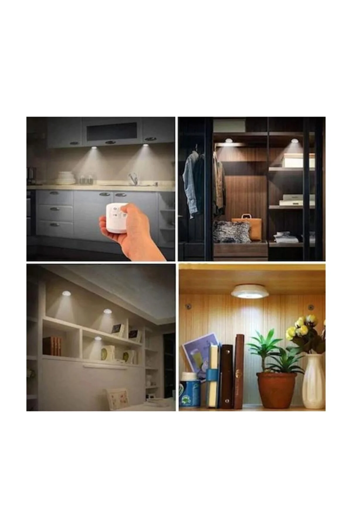 Uzaktan Kumandalı 3 Lü Spot Led Lamba Kablosuz Pilli Işıldak - Görsel 3