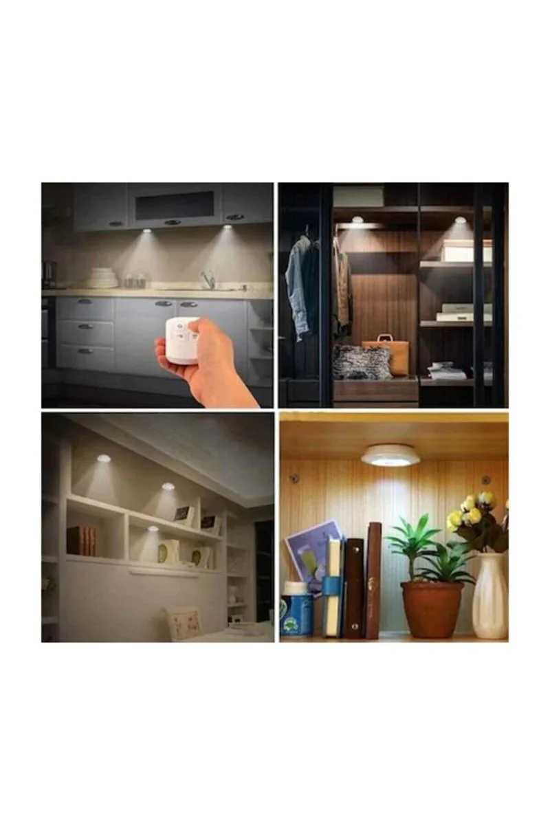 Uzaktan Kumandalı 3'Lü Spot LED Lamba - Kablosuz Pilli Işıldak Seti Uzaktan Kumandalı 3'Lü Spot LED Lamba - Kablosuz Pilli Işıldak Seti