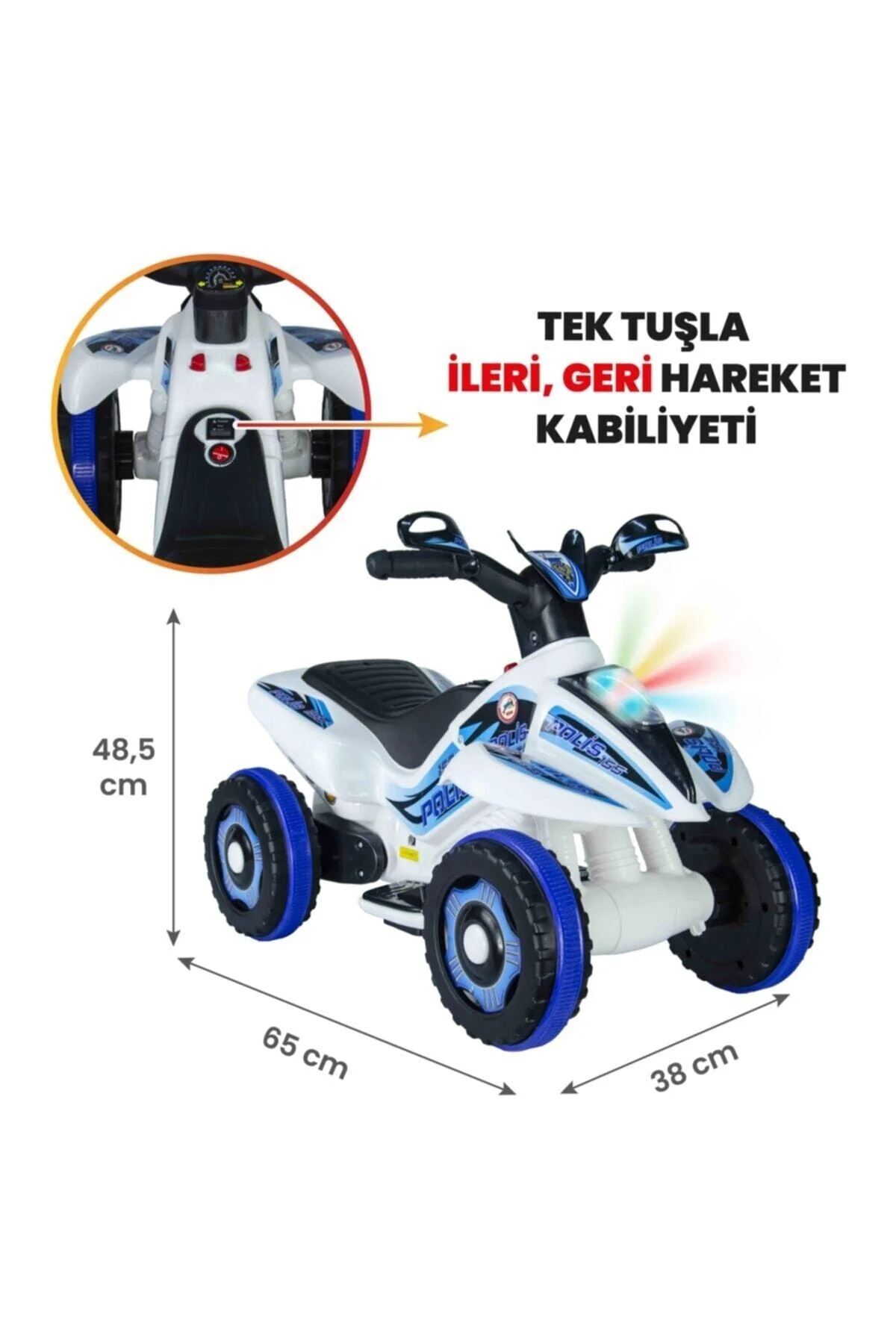 Uzaktan Kumandalı Akülü Atv 6v Ranger-beyaz Polis