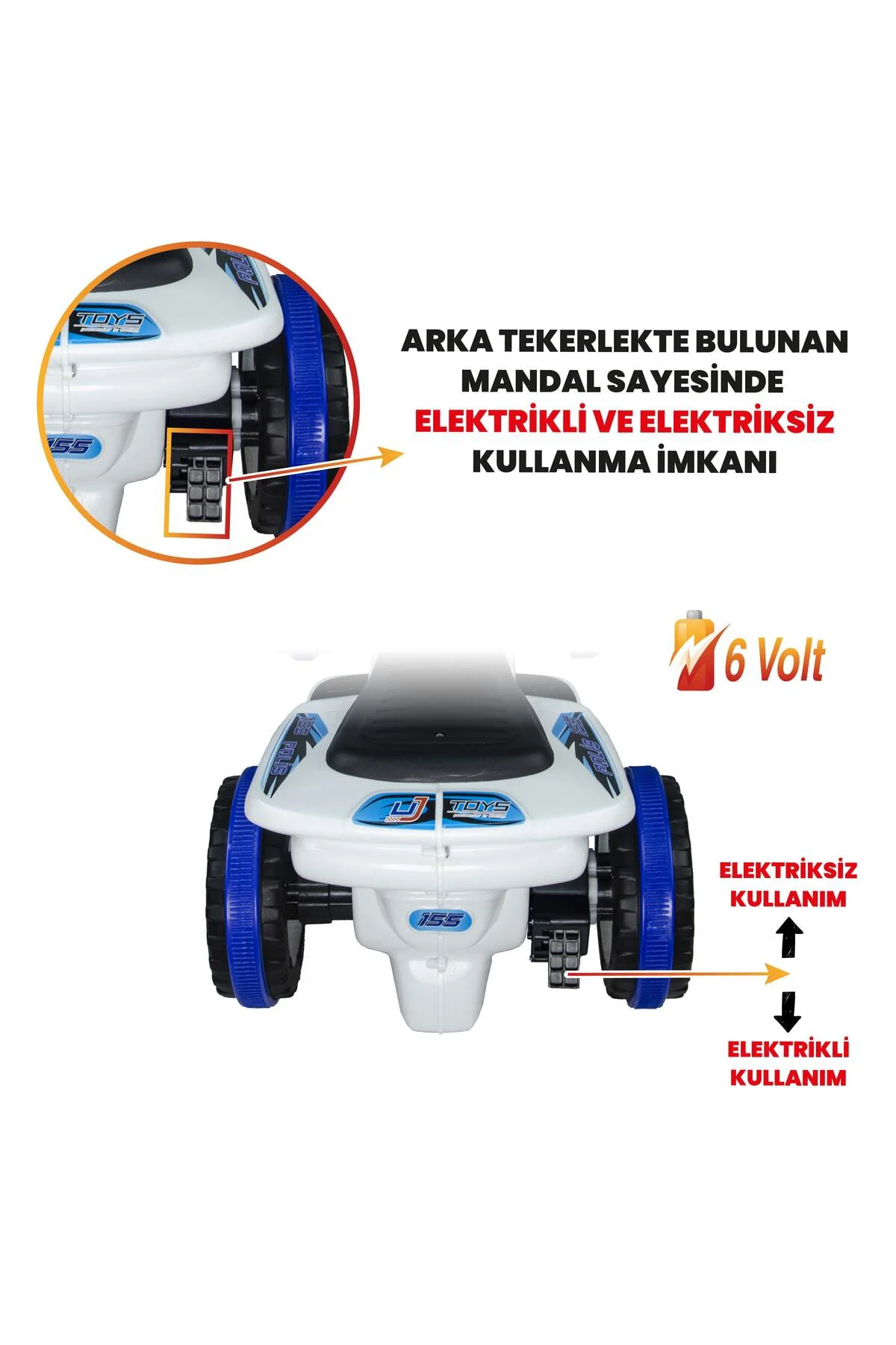 Uzaktan Kumandalı Akülü Atv 6v Ranger-beyaz Polis