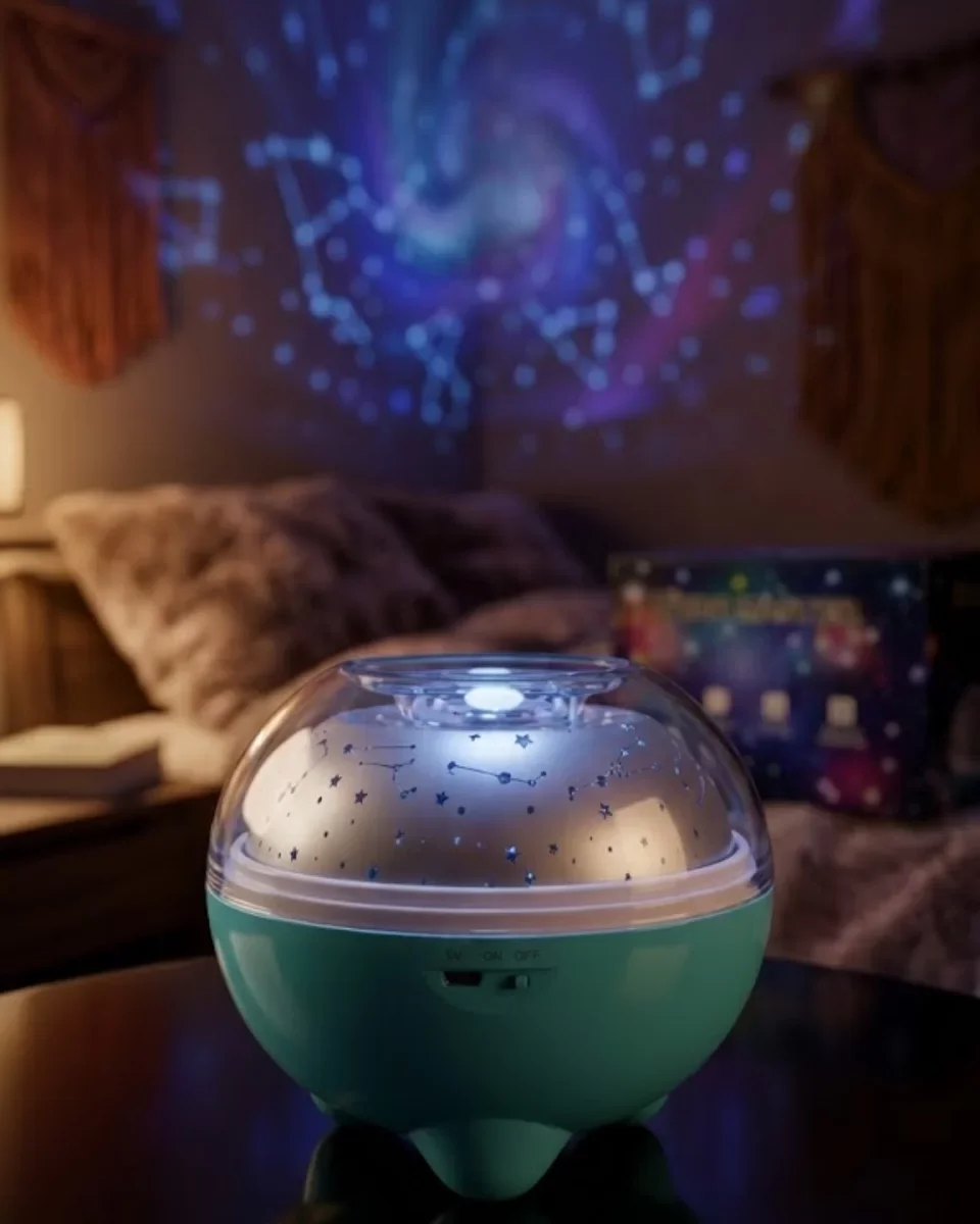 Uzaktan Kumandalı Döner Yıldız Projeksiyon Lambası Bluetooth RGB Gece Lambası