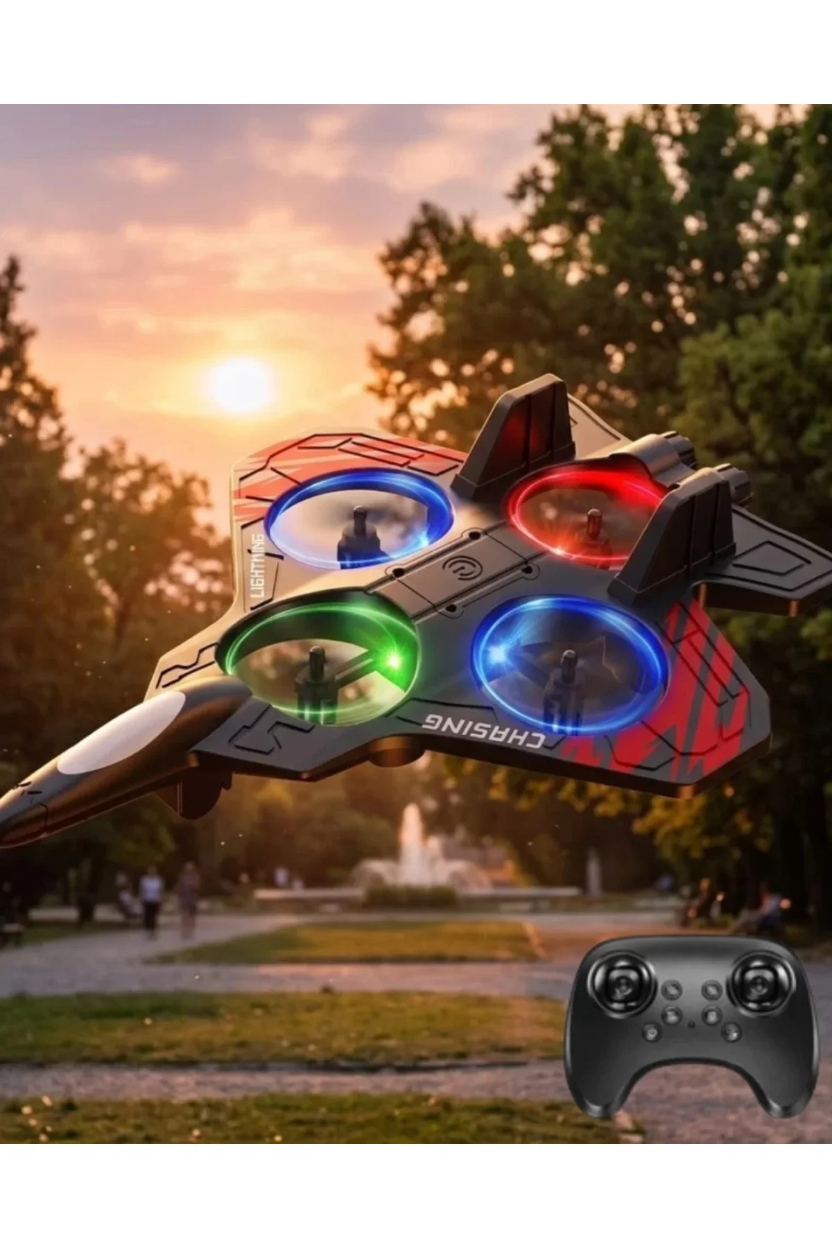 Uzaktan Kumandalı Drone Uçak Led Işıklı 360 Derece Akrobatik Hare