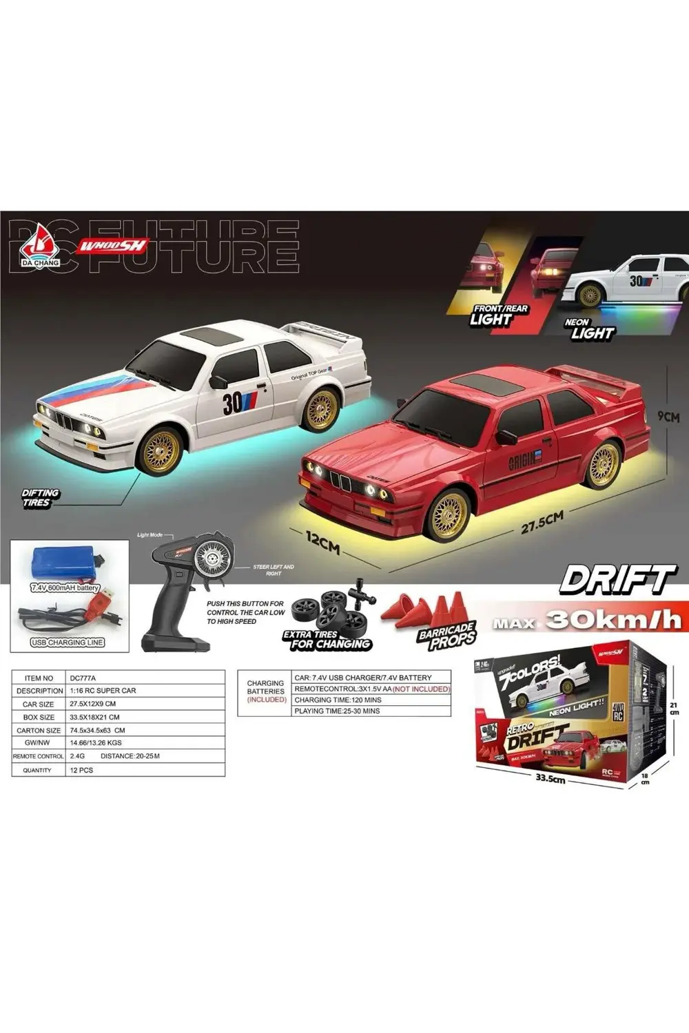 Uzaktan Kumandalı Full Fonksiyonlu 40 Km Hız Yapan 27 Cm Drift Bm