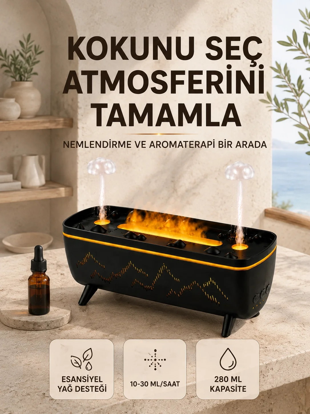 Uzaktan Kumandalı Hava Nemlendirici Aromaterapi Difüzörü 2 4 8 Saat Zamanlayıcılı Siyah Fiyatı, Yorumları ve Özellikleri