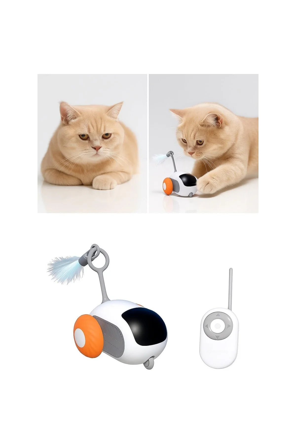 Uzaktan Kumandalı Kedi Oyuncağı 2 Modlu Hareketli Araba Sessiz Mo