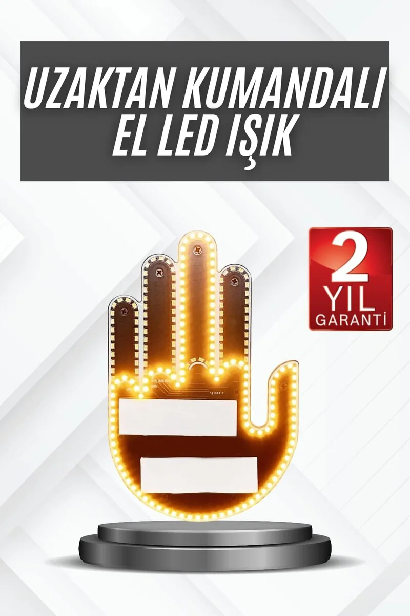 Uzaktan Kumandalı LED Araç Camına Özel El Orta Parmak Işıkları - 3 Mod