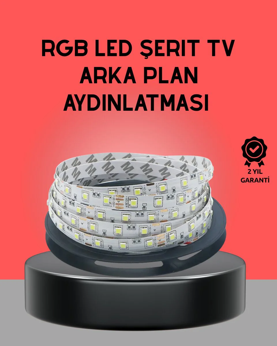 Uzaktan Kumandalı LED TV Arka Işık Şeridi - 2 Metrelik Modern TV Aydınlatma ve Dekorasyon Sistemi