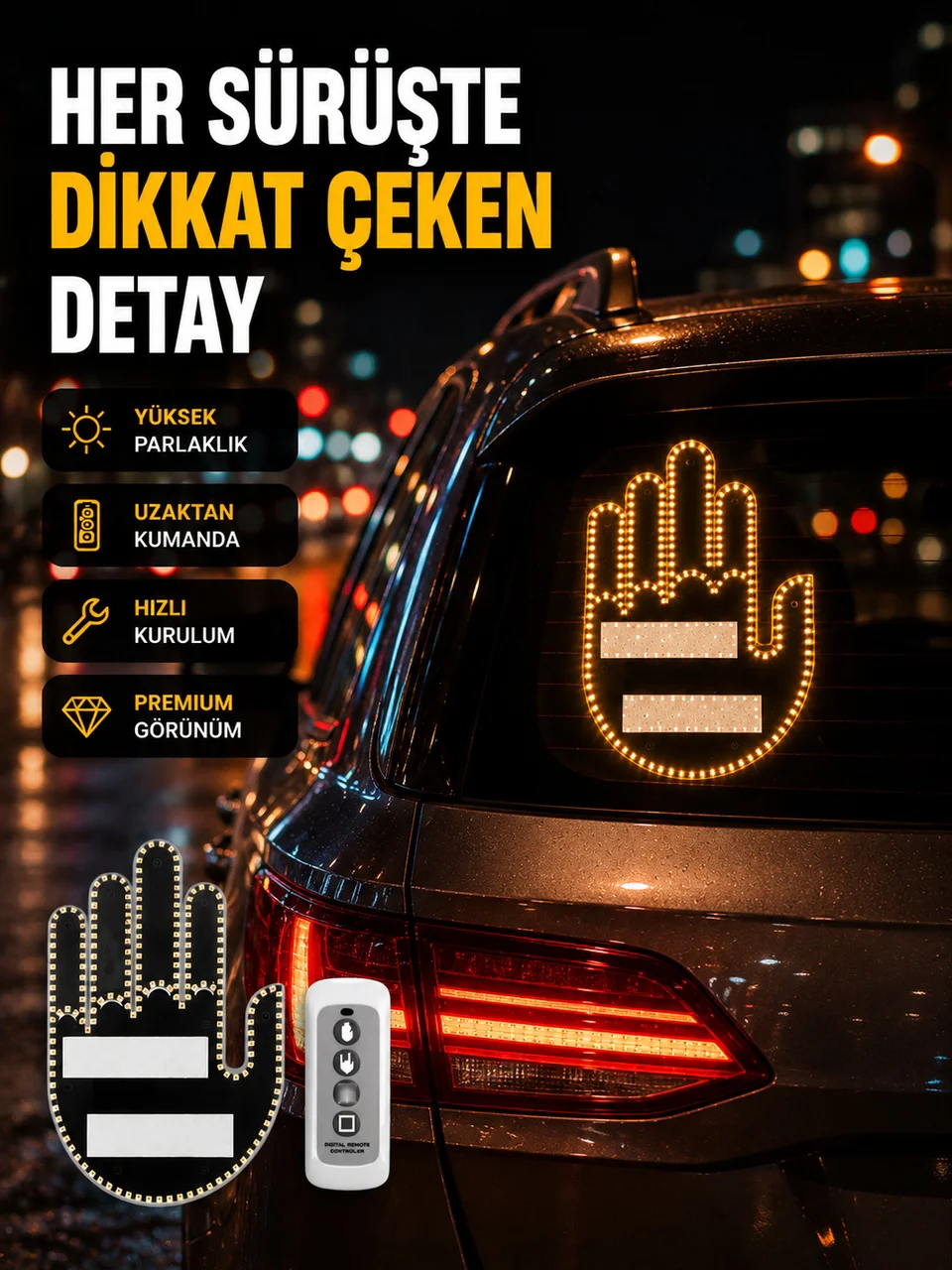 Uzaktan Kumandalı Led El Park Uyarı Cihazı Suya Dayanıklı Enerji Tasarruflu - Lisinya Diğer