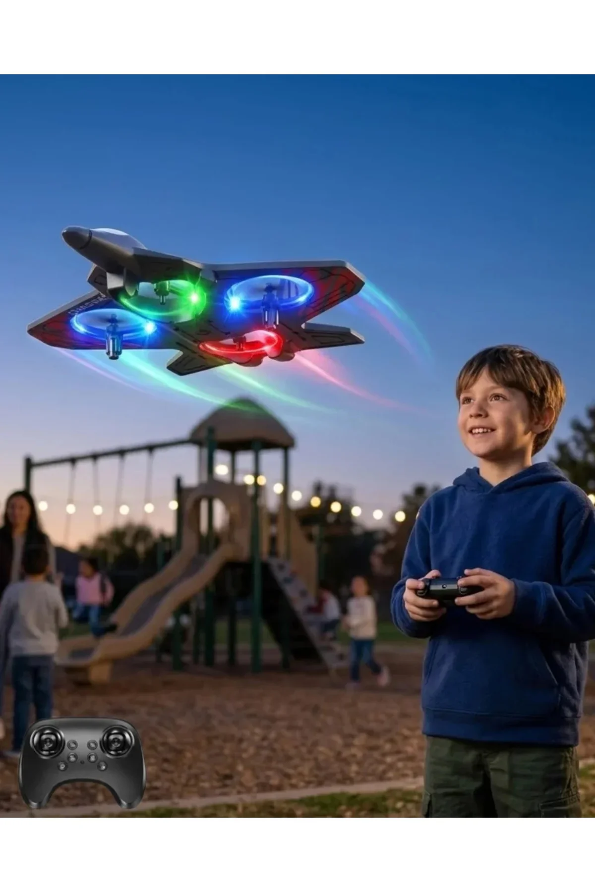 Uzaktan Kumandalı LED Işıklı Drone Uçak 360 Derece Dönüş Özellikli Oyuncak Drone
