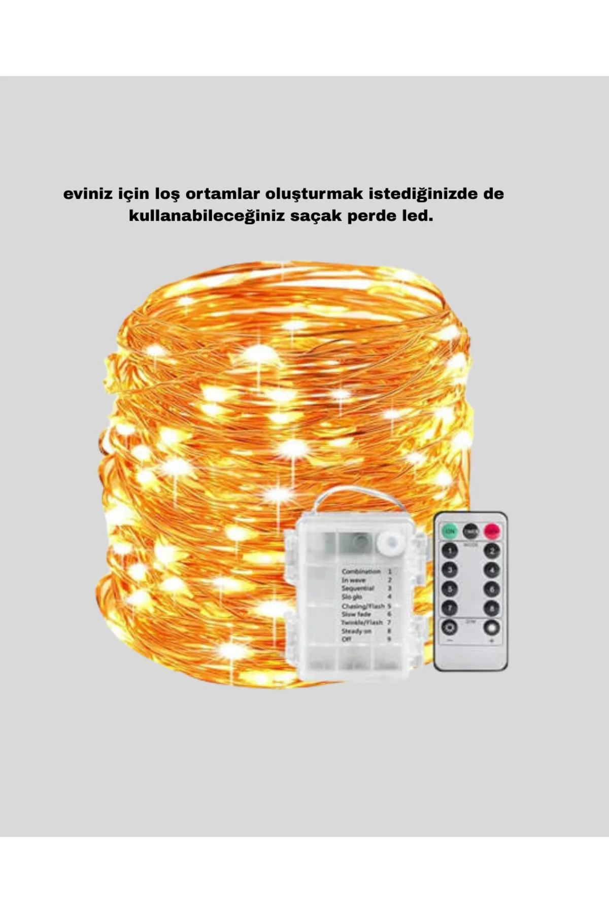 Uzaktan Kumandalı Perde Tipi Günışığı Peri Led Işık Dekorasyon