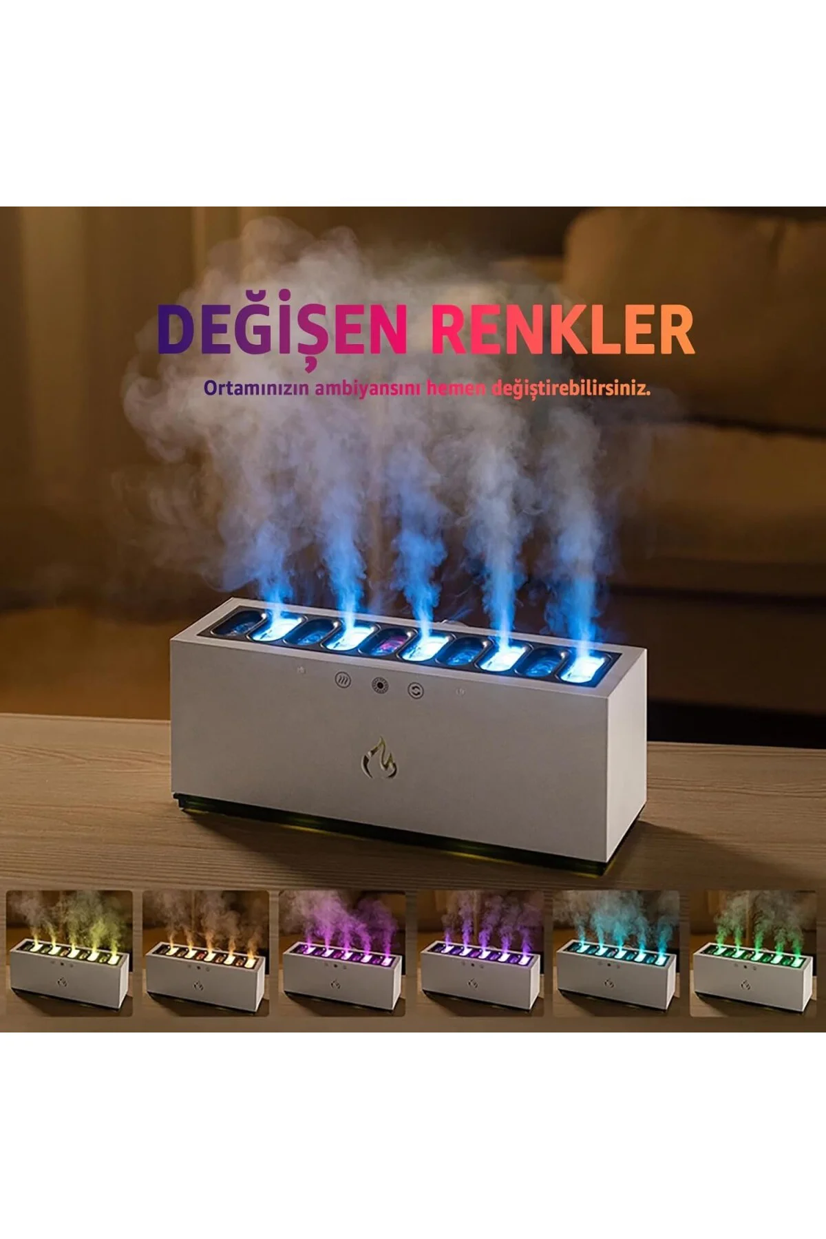 Uzaktan Kumandalı RGB Işıklı Hava Nemlendirici | Ses Sensörlü Eko