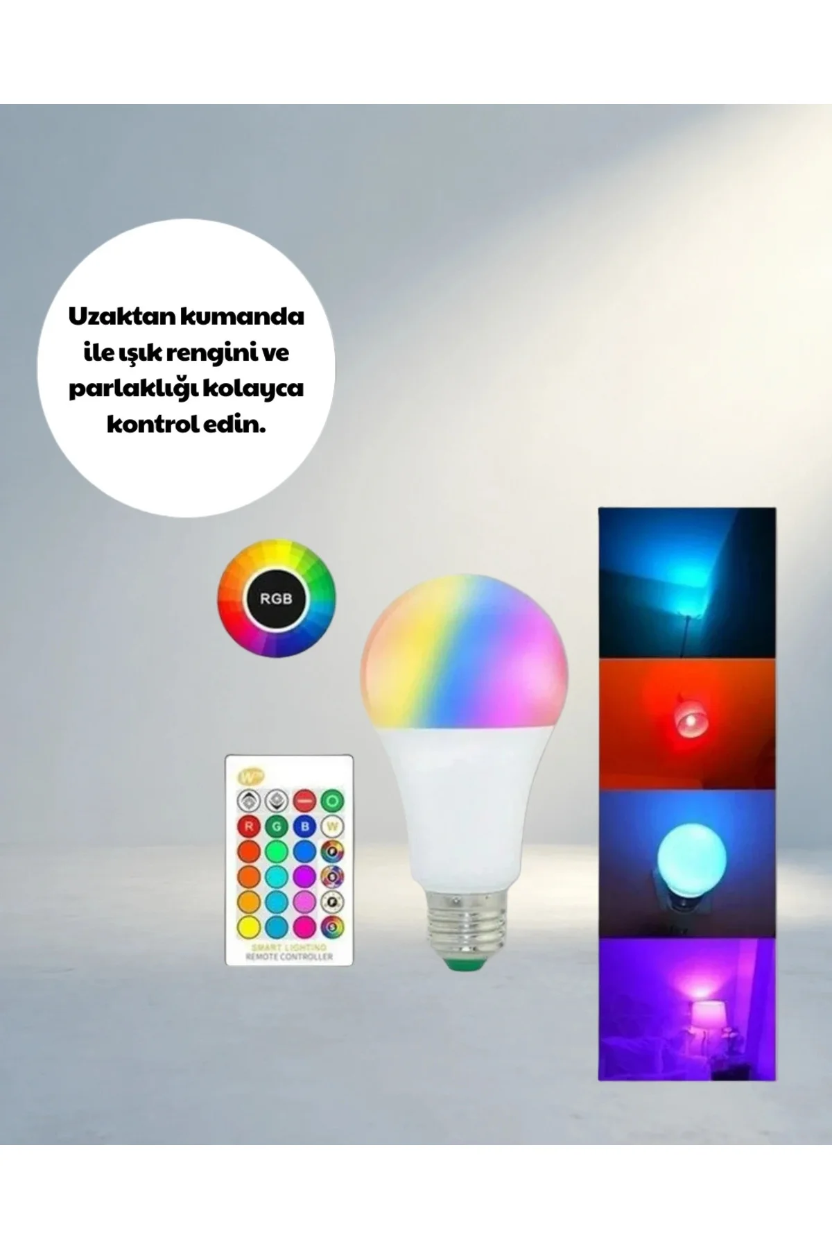 Uzaktan Kumandalı Rgb Led Ampul E27 15 Watt Renkli Işık Uzaktan Kumandalı Rgb Led Ampul E27 15 Watt Renkli Işık