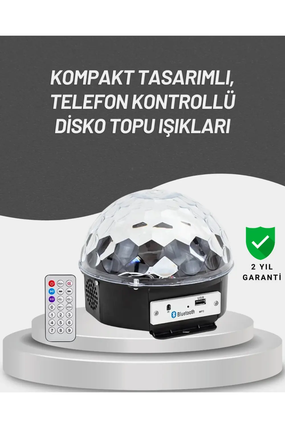 Uzaktan Kumandalı RGB LED Disko Topu Bluetooth Hoparlörlü