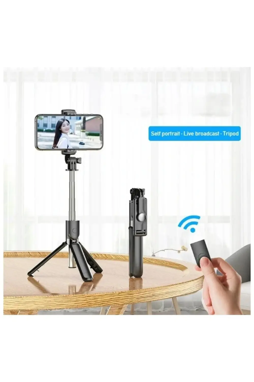 Uzaktan Kumandalı Tripod Özellikli Selfie Çubuğu