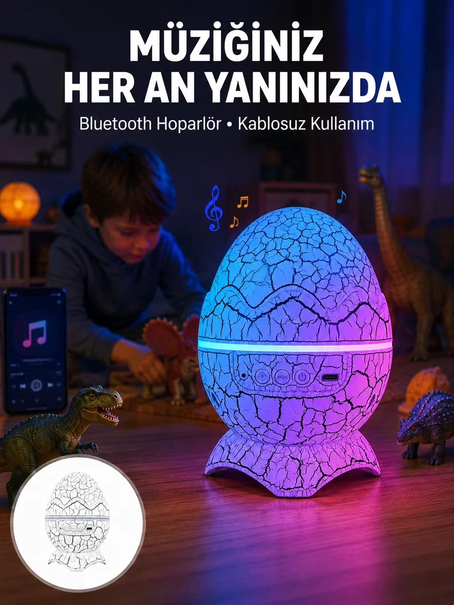 Uzaktan Kumandalı USB Girişli Döner Projektör Lamba Yeni Nesil