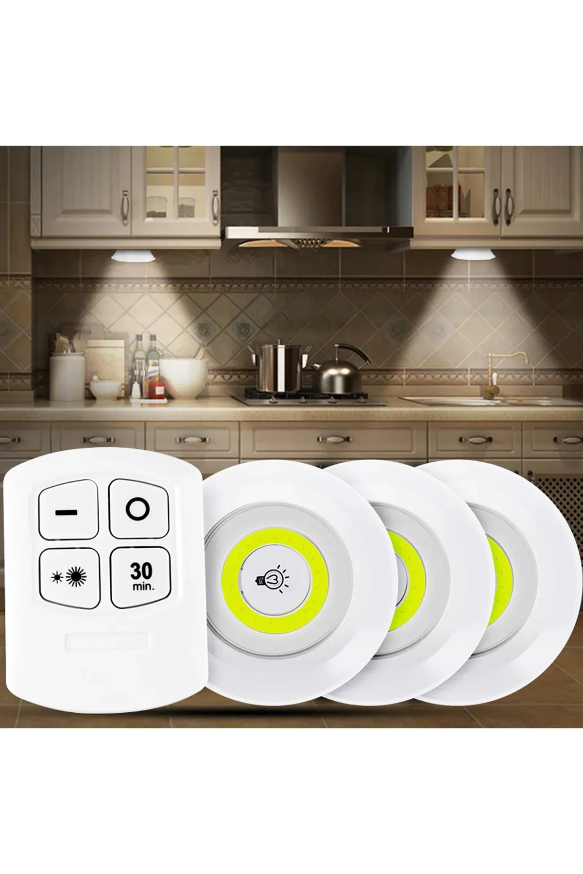 Uzaktan Kumandalı Yapışkanlı 3’lü Led Spot Lamba GO50606651190 Uzaktan Kumandalı Yapışkanlı 3’lü Led Spot Lamba GO50606651190
