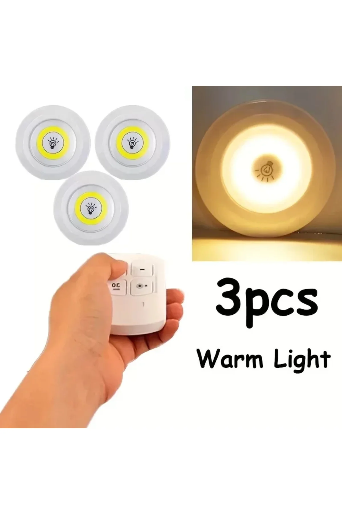 Uzaktan Kumandalı Yapışkanlı 3'lü Led Spot Lamba