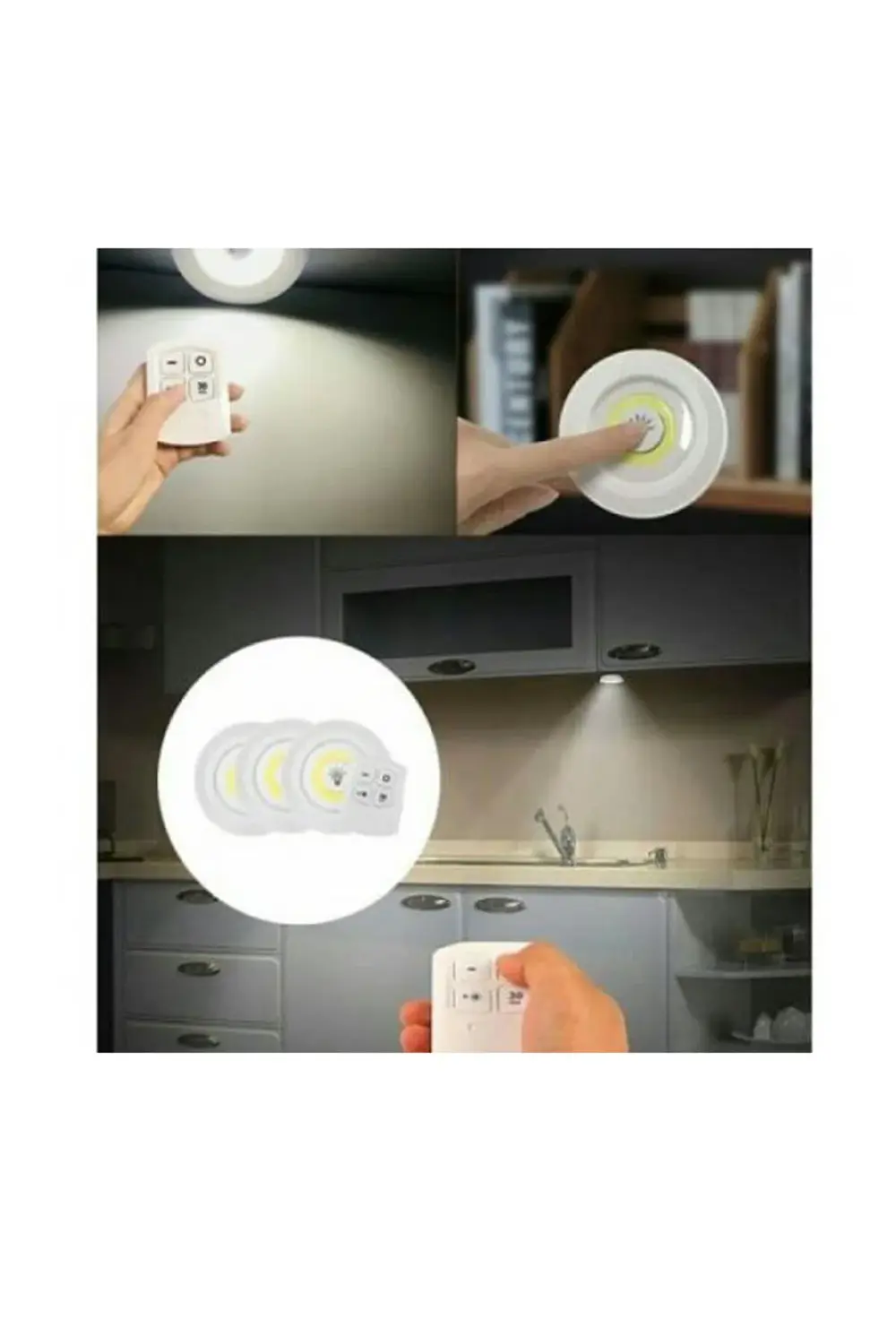 UZAKTAN KUMANDALI YAPIŞKANLI LED SPOT LAMBA WT-364 Siyah