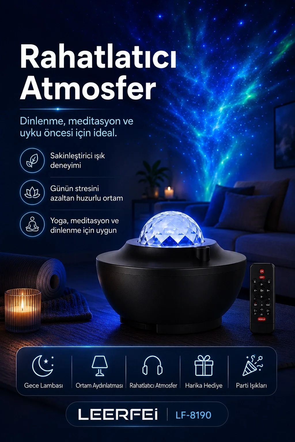 Uzaktan Kumandalı Yıldızlı Gökyüzü Projektörü Gece Lambası Ambiyans Işıklı Fiyatı, Yorumları ve Özellikleri