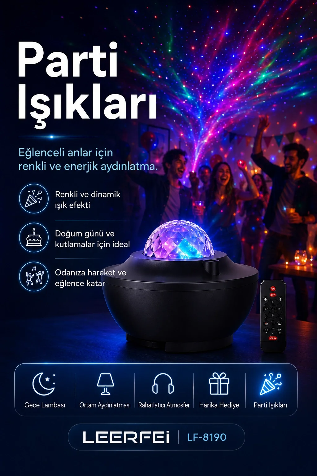 Uzaktan Kumandalı Yıldızlı Gökyüzü Projektörü Gece Lambası Ambiyans Işıklı Fiyatı, Yorumları ve Özellikleri