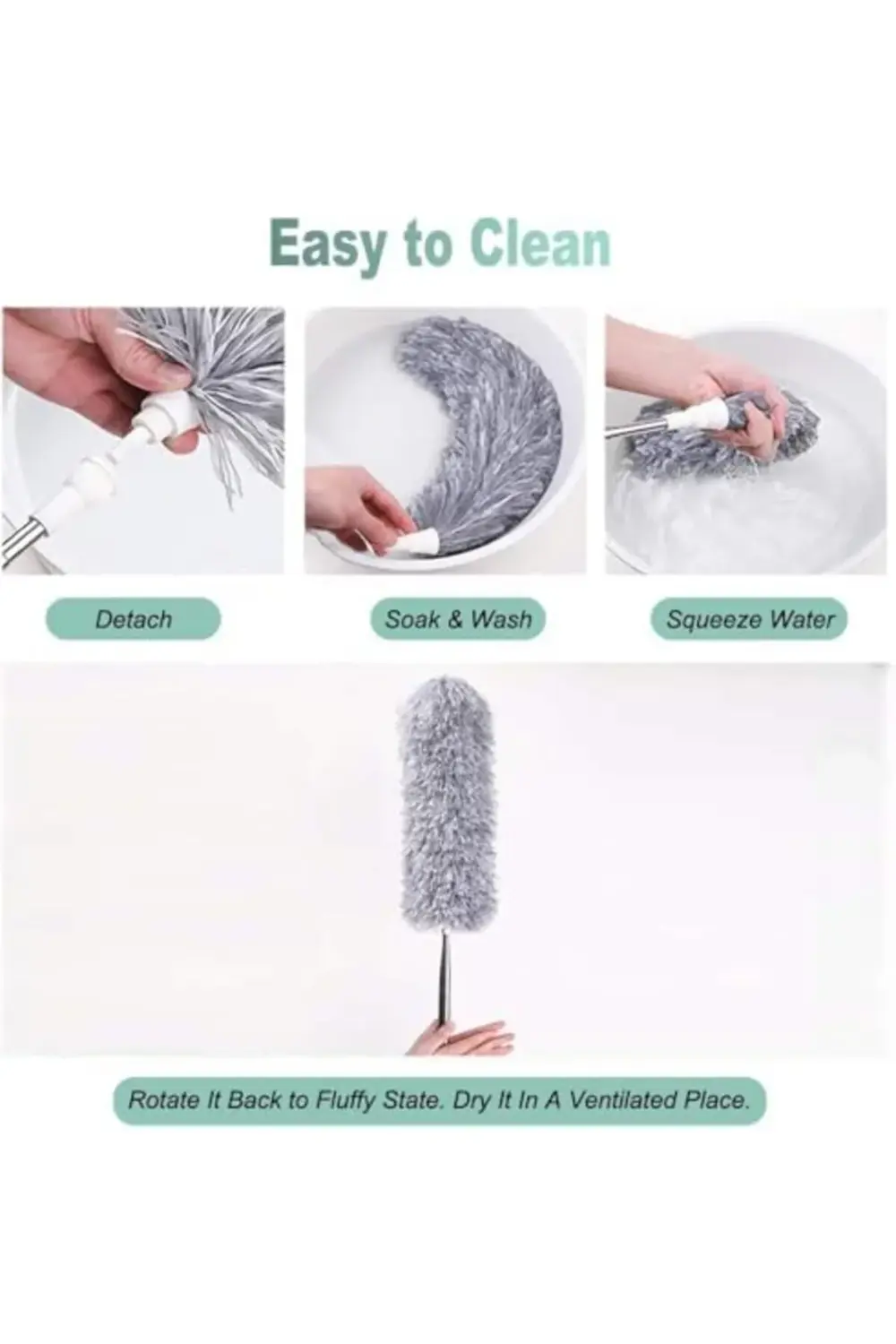 Uzatılabilir Mikrofiber Silgi, Ekstra Uzun 243,8 cm Teleskopik Ku