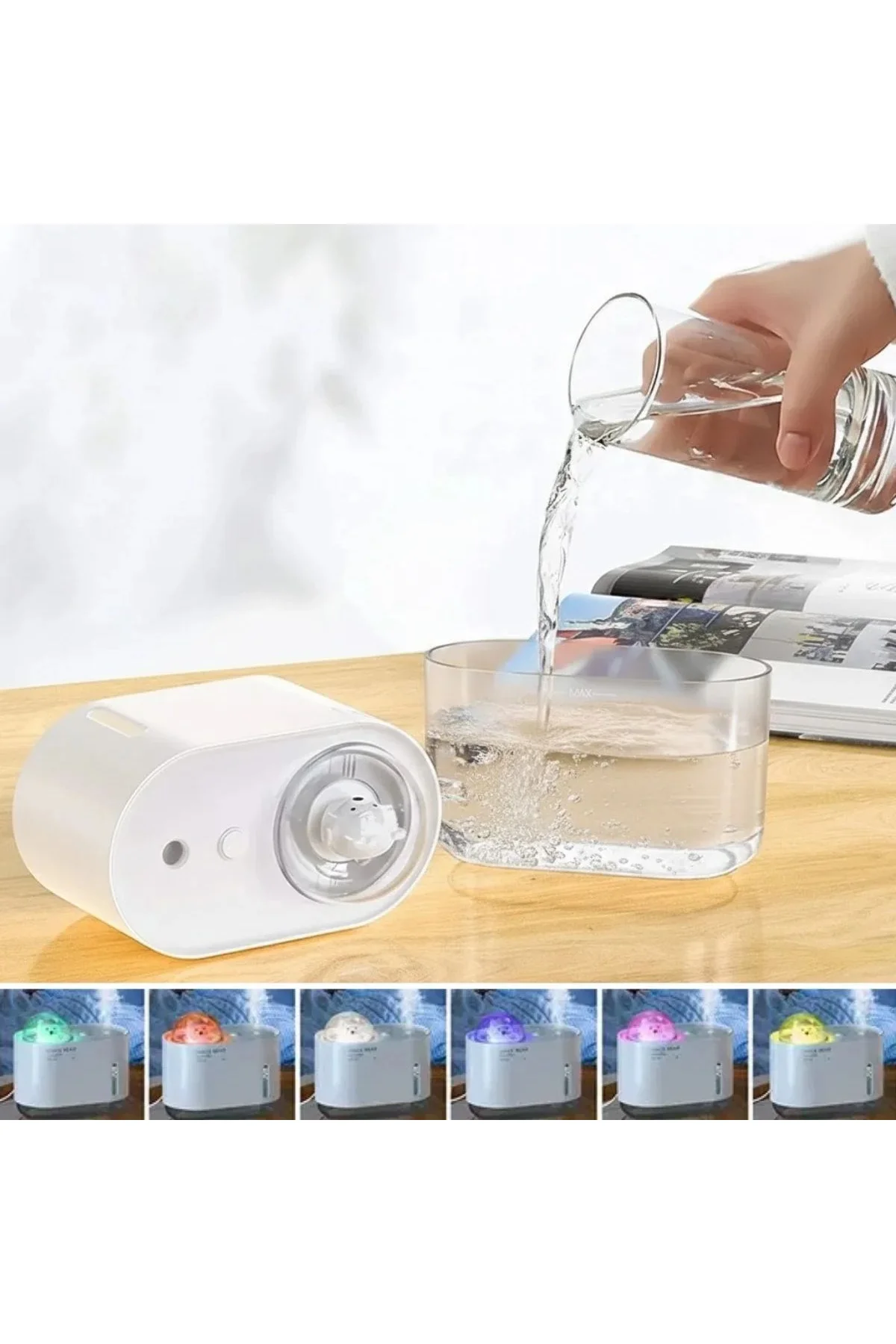 Uzay Ayısı 300 ML USB Hava Nemlendirici – LED Işıklı Masaüstü Buhar Makinesi, Yatak Odası & Çocuk Od