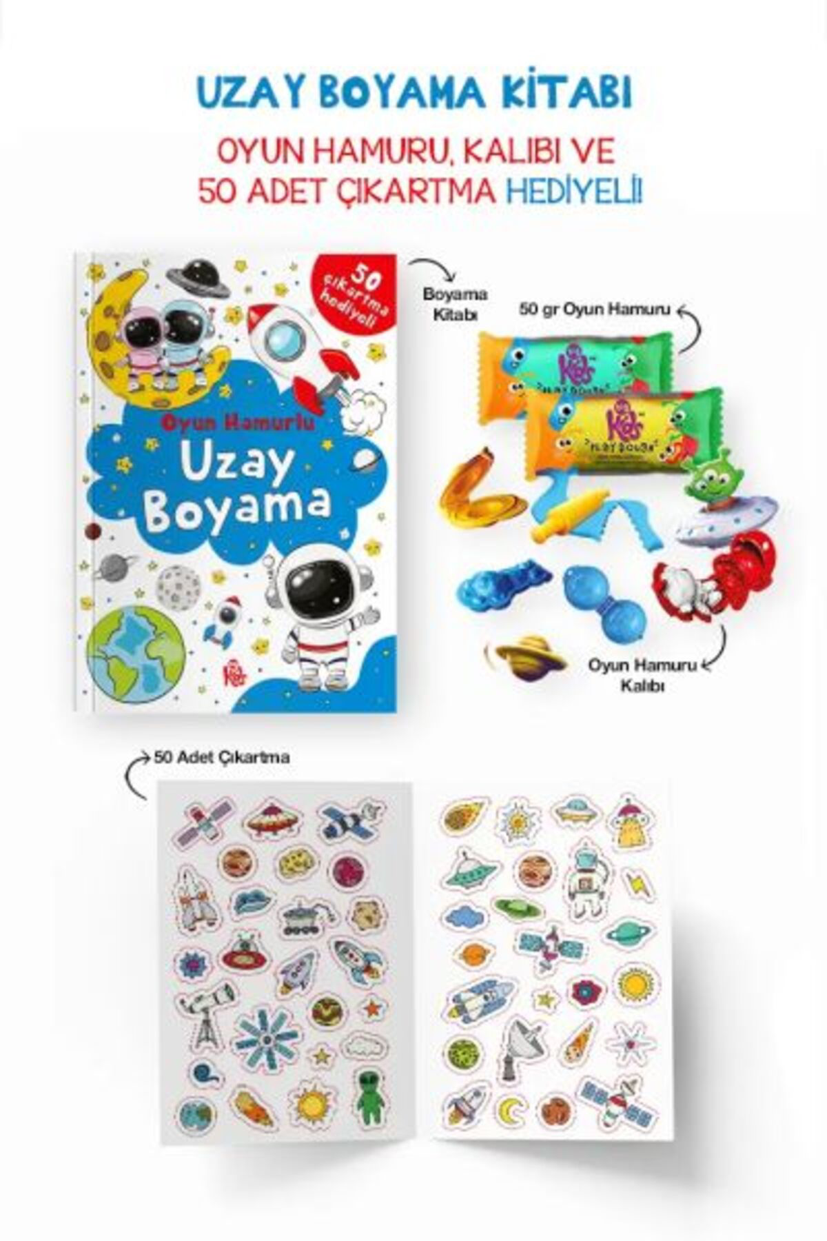 Uzay Boyama Kitabı Oyun Hamurlu 3 Yaş