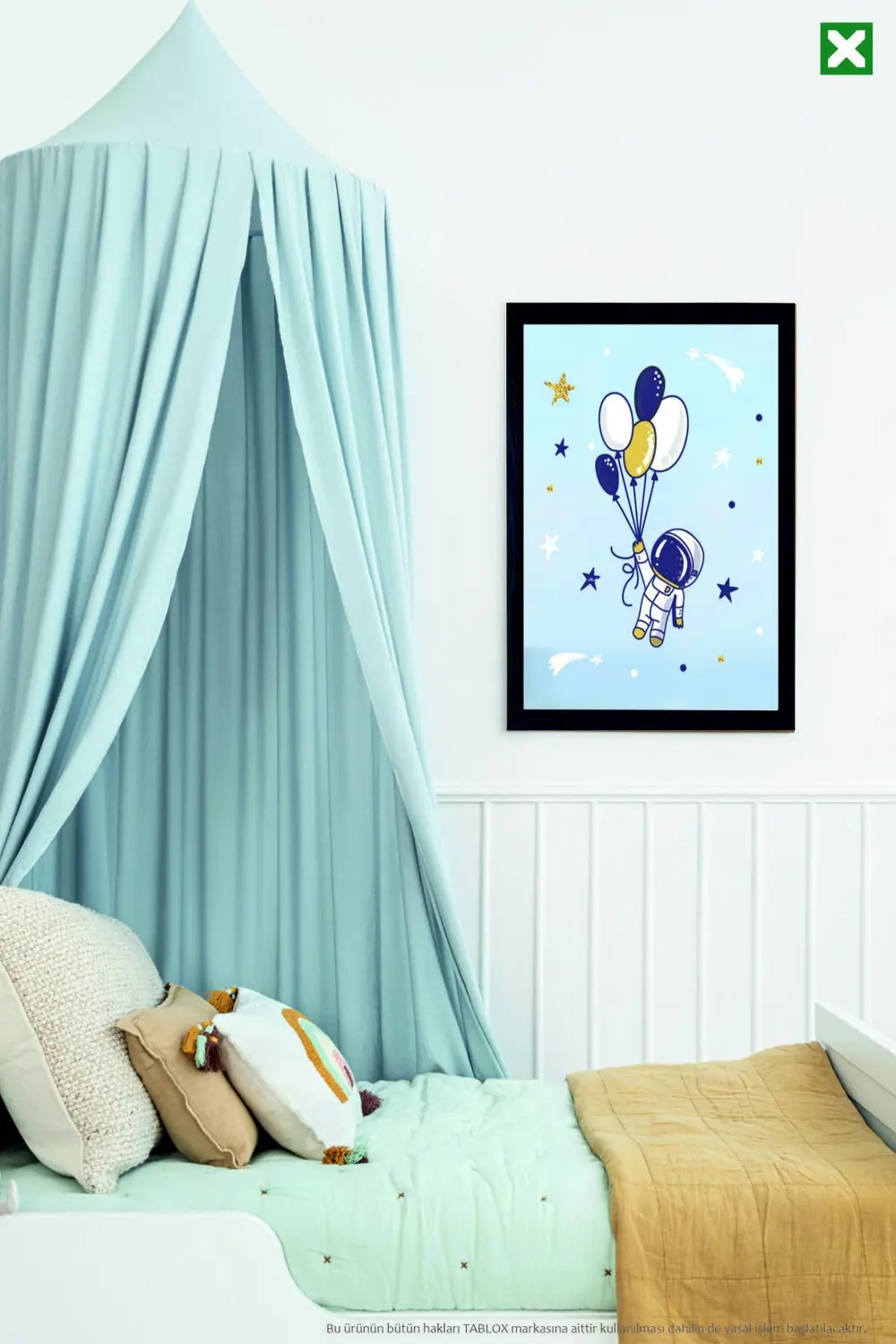 Uzay Temalı 3’lü Çerçeve Görünümlü Modern MDF Tablo Seti –Bebek v