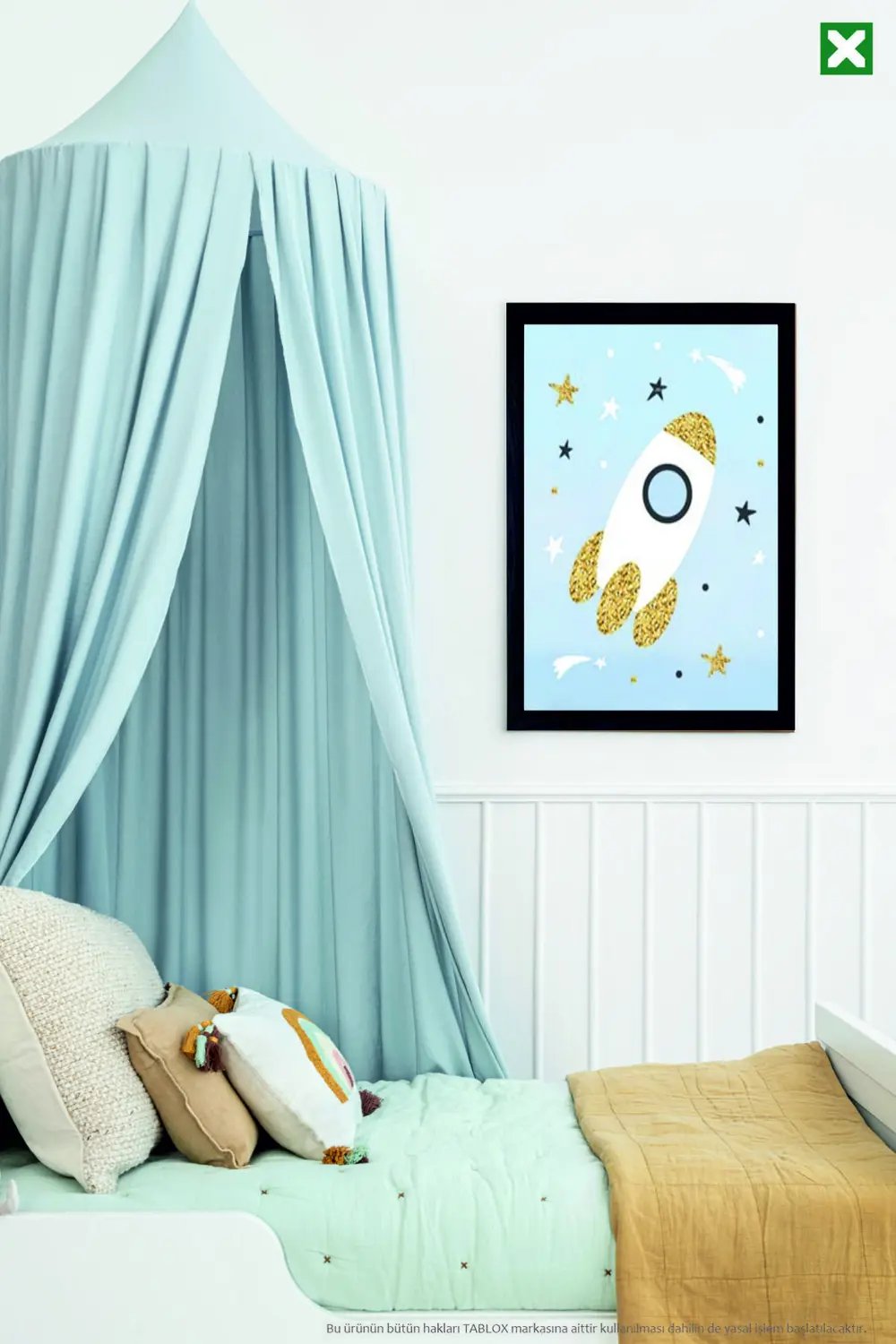 Uzay Temalı 3’lü Çerçeve Görünümlü Modern MDF Tablo Seti –Bebek v
